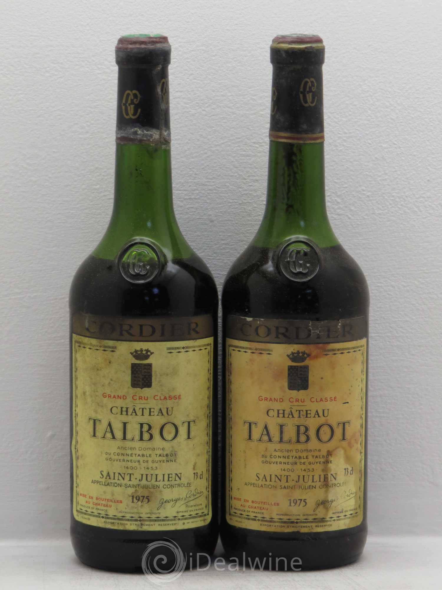 Château Talbot 4ème Grand Cru Classé 1975 - Lot de 2 bouteilles - 0