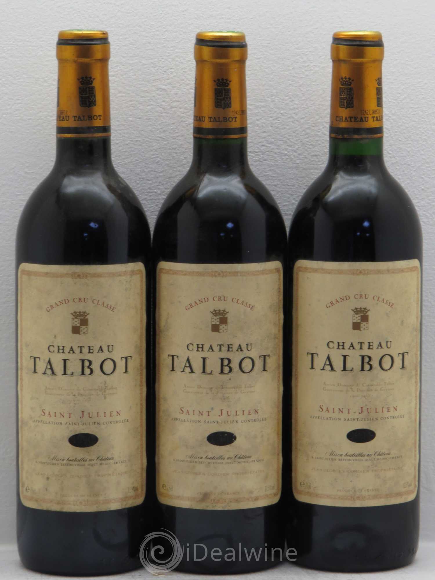 Château Talbot 4ème Grand Cru Classé 1990 - Lot de 3 bouteilles - 0