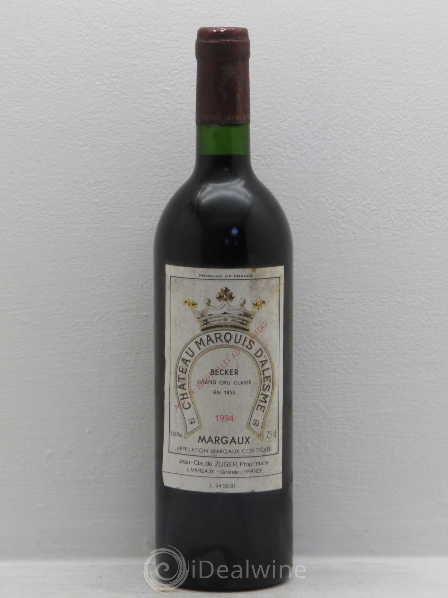 Château Marquis d'Alesme 1994 - Lot de 1 bouteille - 0