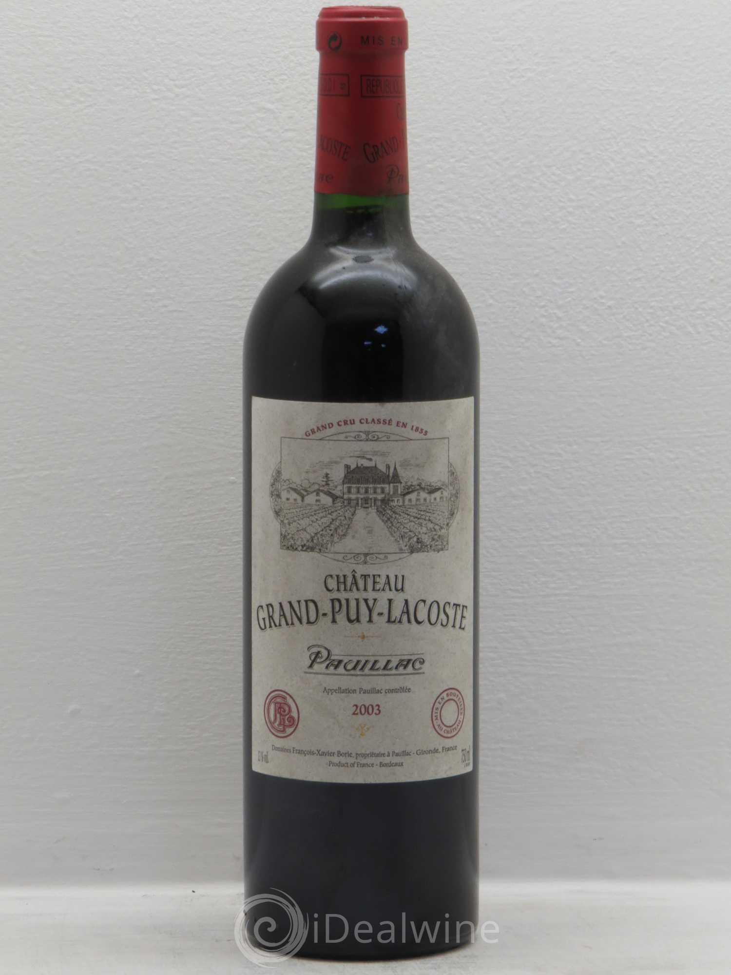 Château Grand Puy Lacoste 5ème Grand Cru Classé 2003 - Lot de 1 bouteille - 0