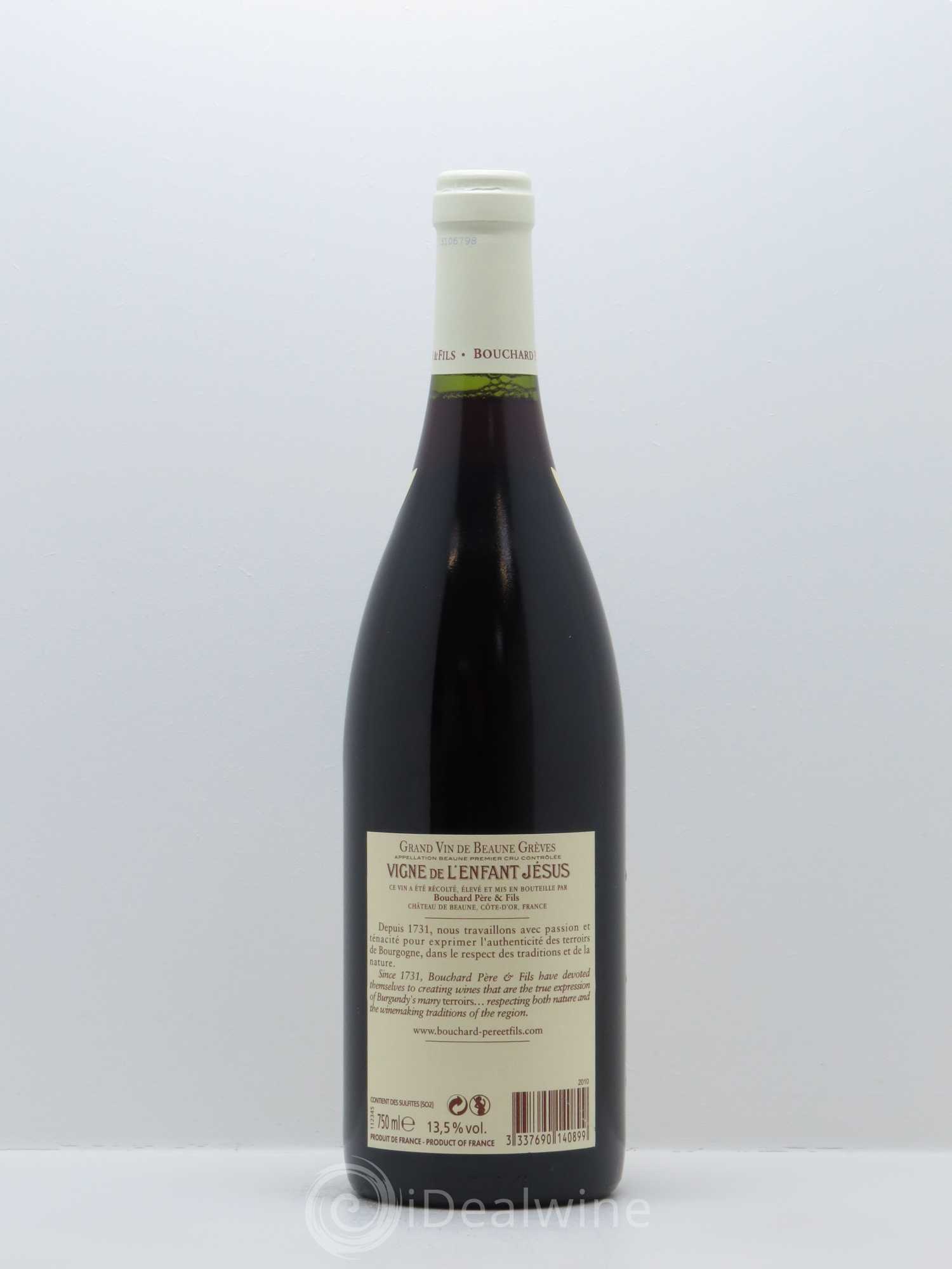 Beaune 1er Cru Grèves - Vigne de l'Enfant Jésus Bouchard Père & Fils 2010 - Lot de 1 bouteille - 1