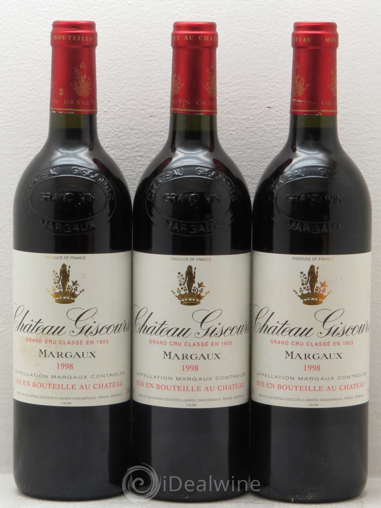 Château Giscours 3ème Grand Cru Classé 1998 - Lot de 3 bouteilles - 0