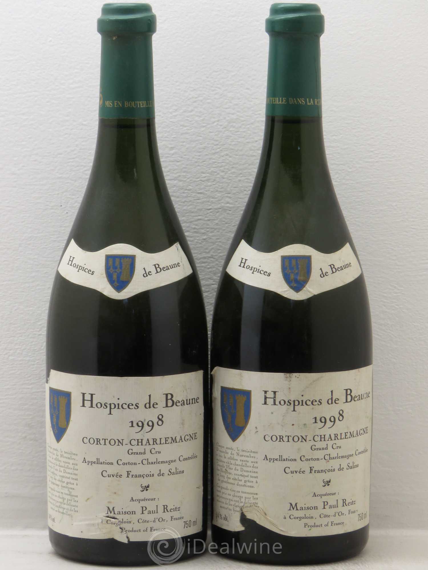 Corton-Charlemagne Grand Cru Hospices de Beaune Cuvée François de Salins Paul Reitz 1998 - Posten von 2 Flaschen - 0