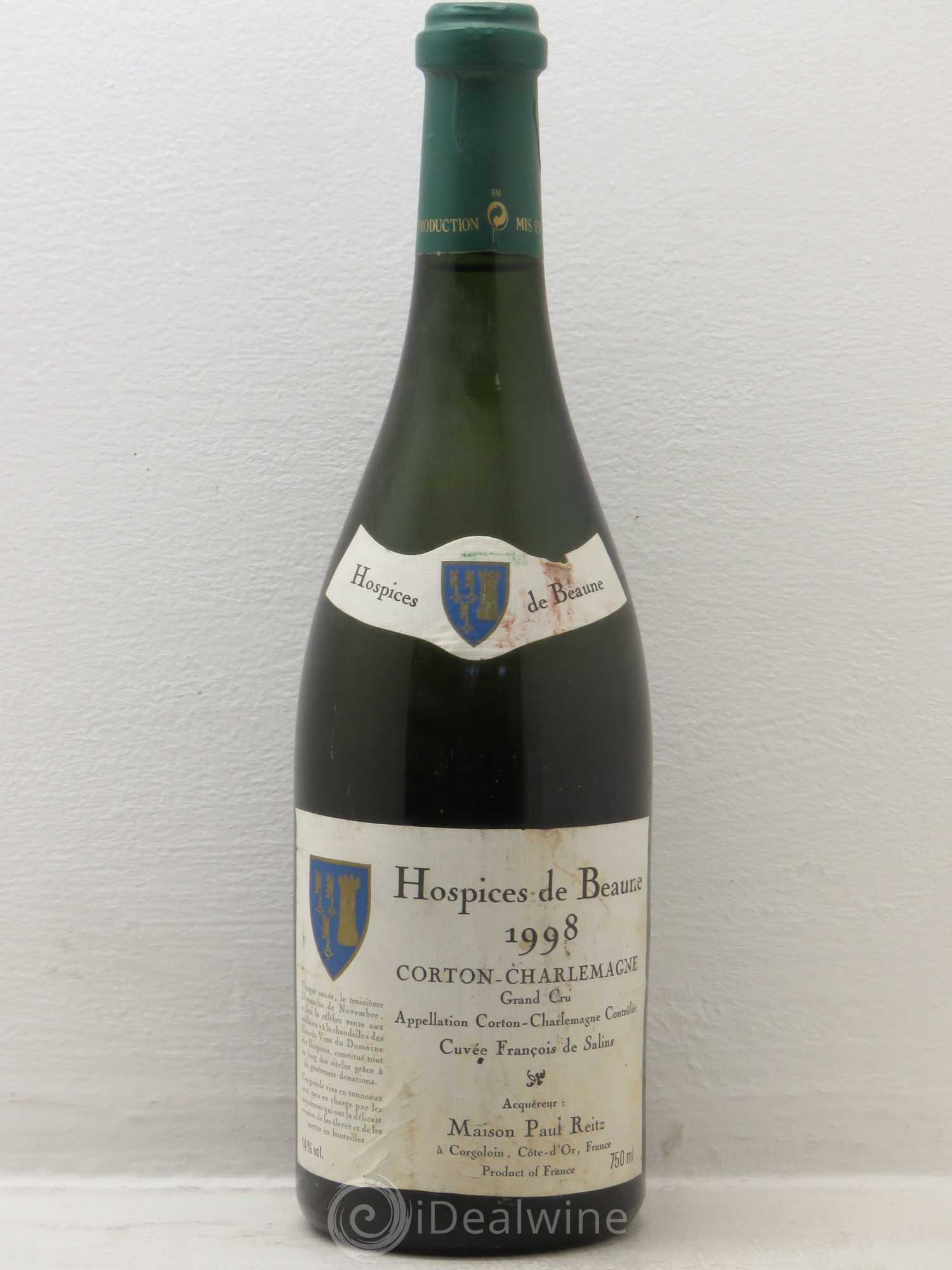 Corton-Charlemagne Grand Cru Hospices de Beaune Cuvée François de Salins Paul Reitz 1998 - Posten von 1 Flasche - 0