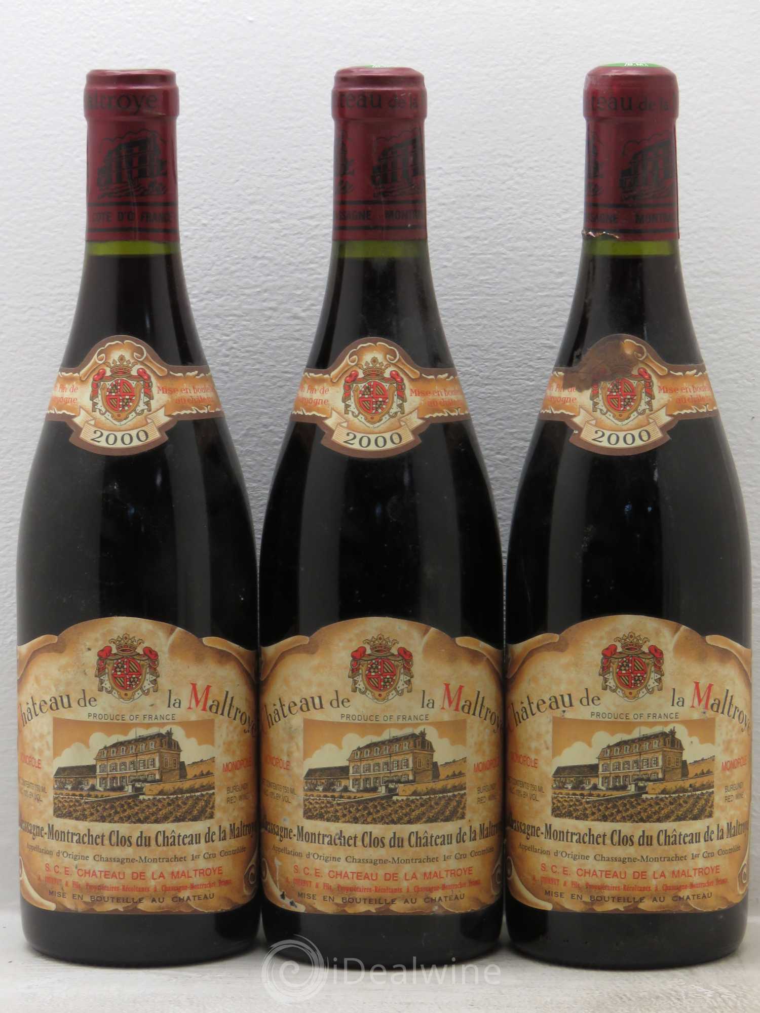 Chassagne-Montrachet 1er Cru Clos du Château de la Maltoye 2000 - Posten von 3 Flaschen - 0