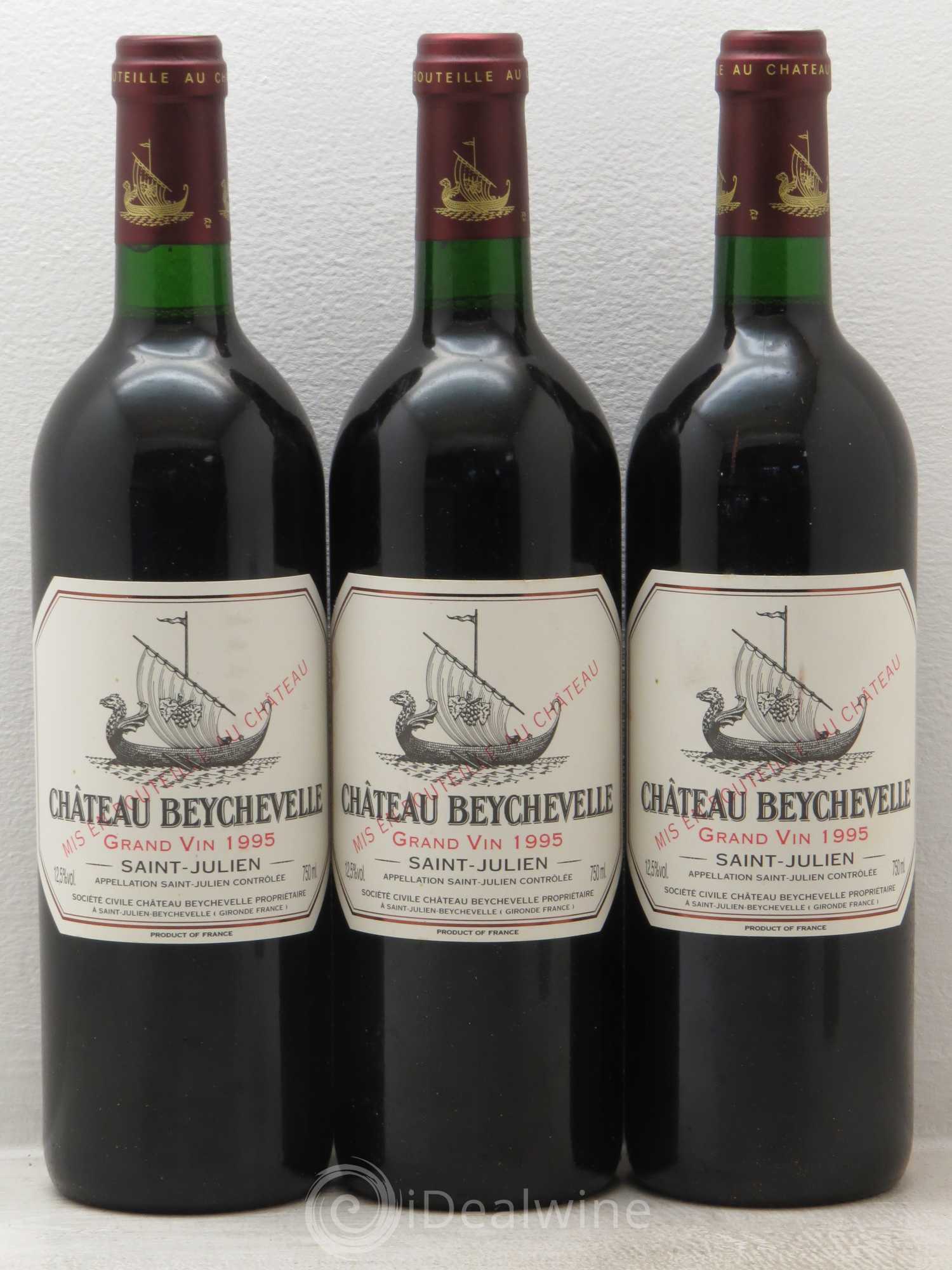 Château Beychevelle 4ème Grand Cru Classé 1995 - Lot de 3 bouteilles - 0
