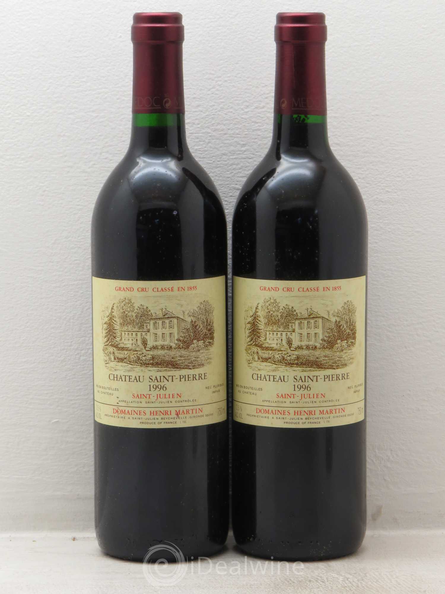 Château Saint-Pierre 4ème Grand Cru Classé 1996 - Lot de 2 bouteilles - 0