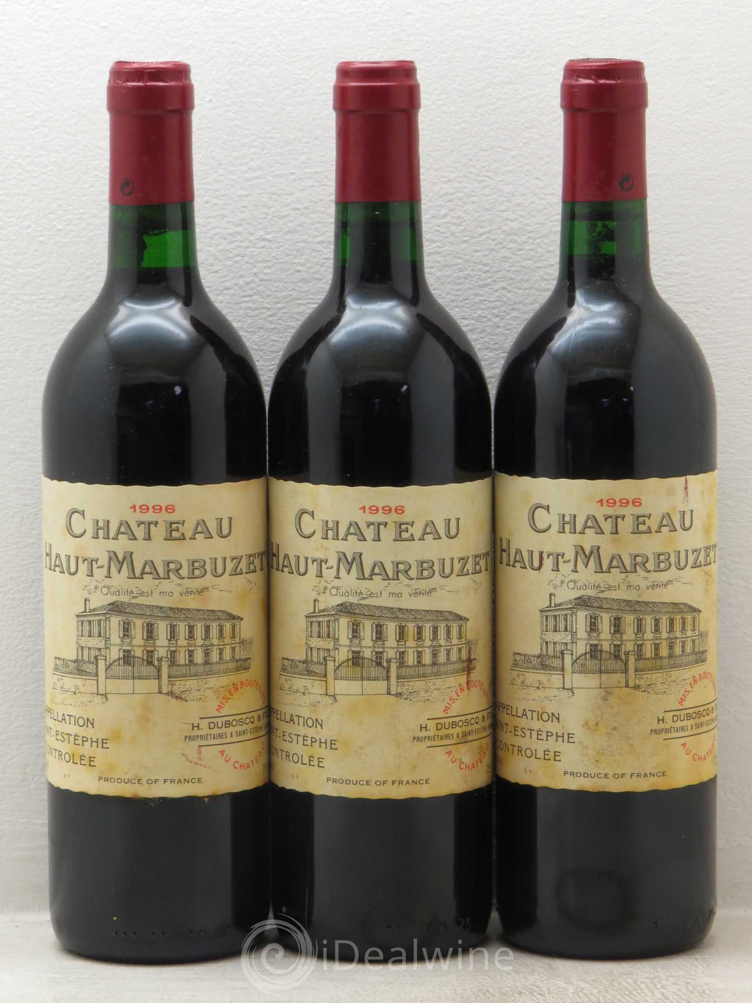 Château Haut Marbuzet 1996 - Lot de 3 bouteilles - 0