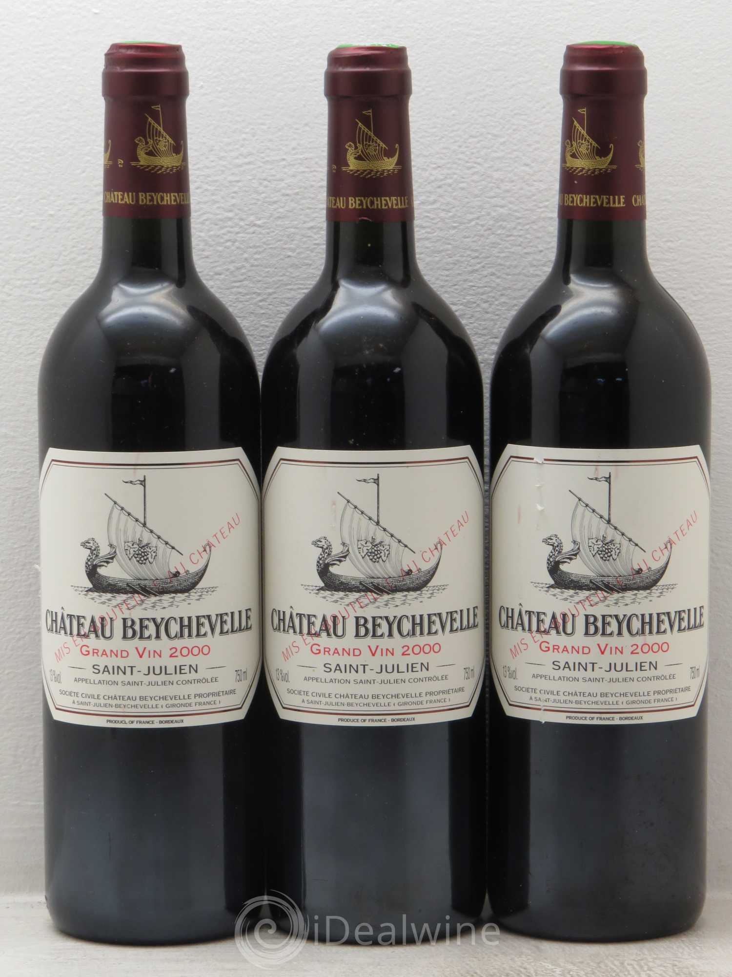 Château Beychevelle 4ème Grand Cru Classé 2000 - Lot de 3 bouteilles - 0