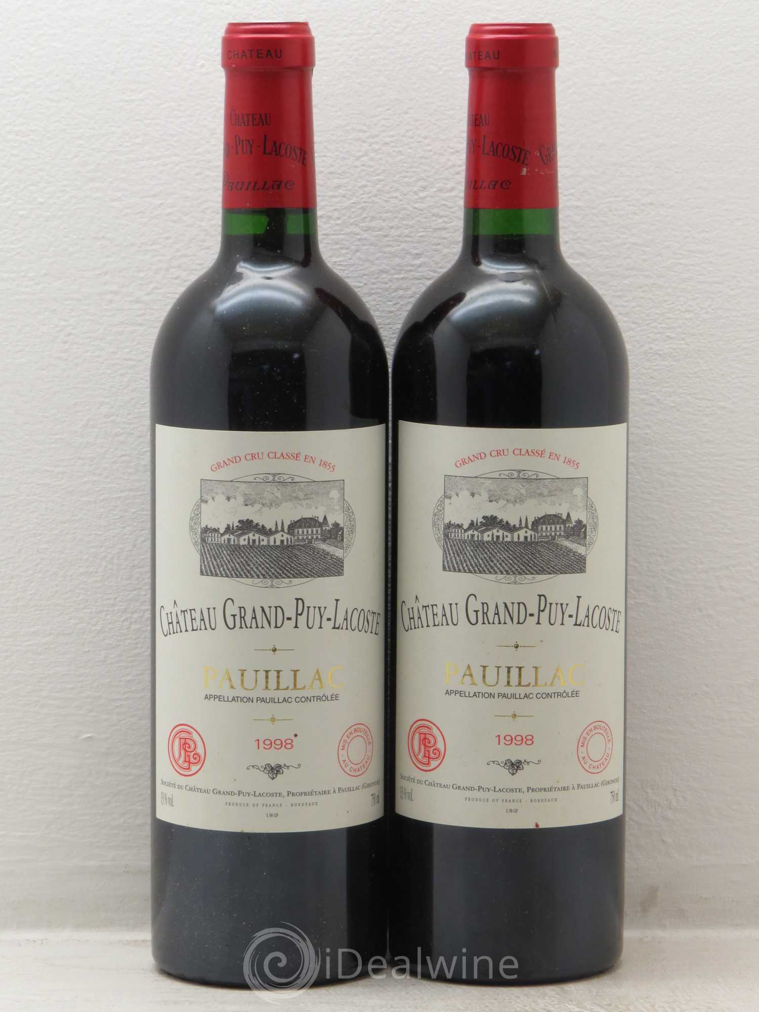 Château Grand Puy Lacoste 5ème Grand Cru Classé 1998 - Lot de 2 bouteilles - 0