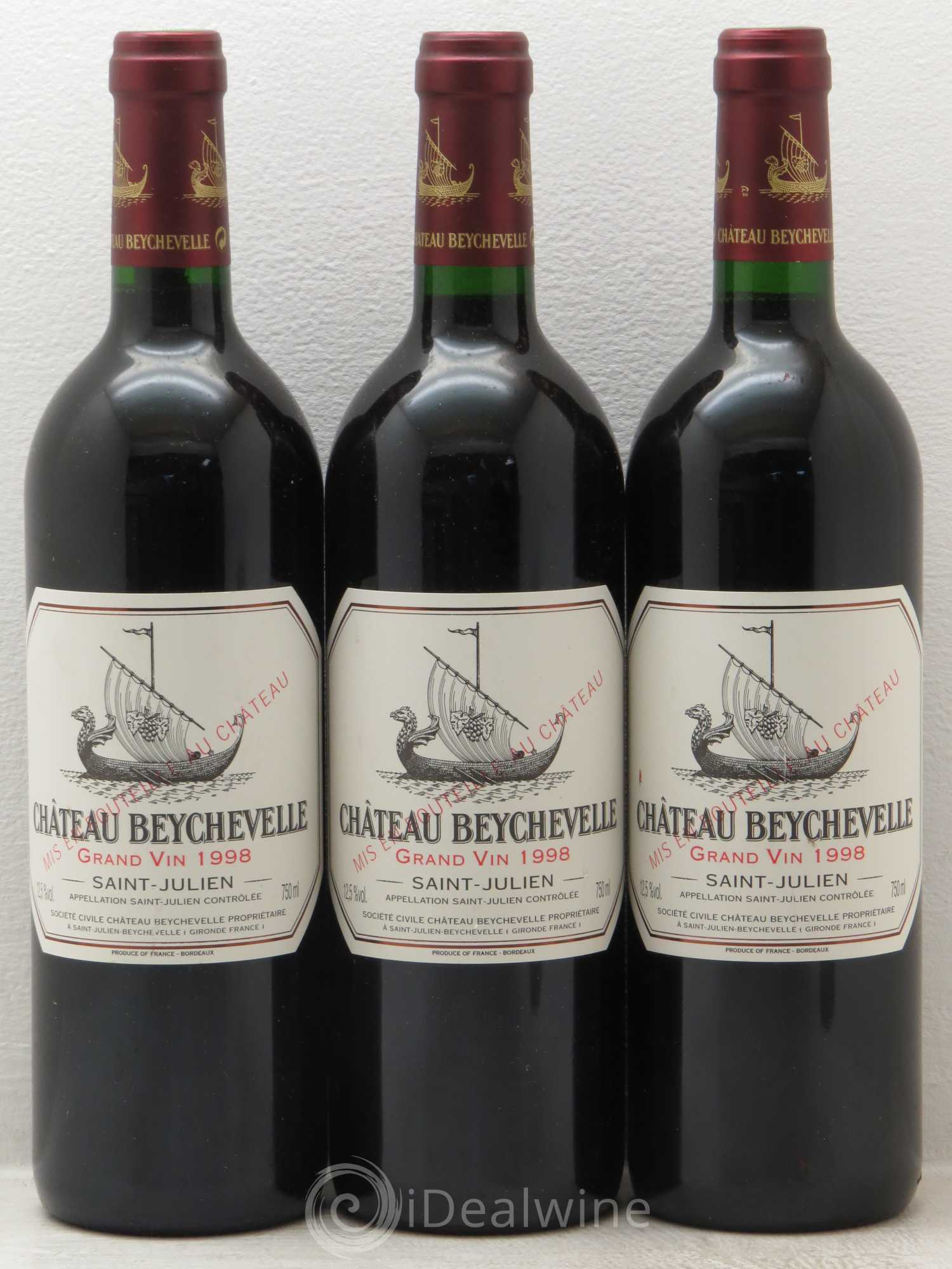 Château Beychevelle 4ème Grand Cru Classé 1998 - Lot de 3 bouteilles - 0