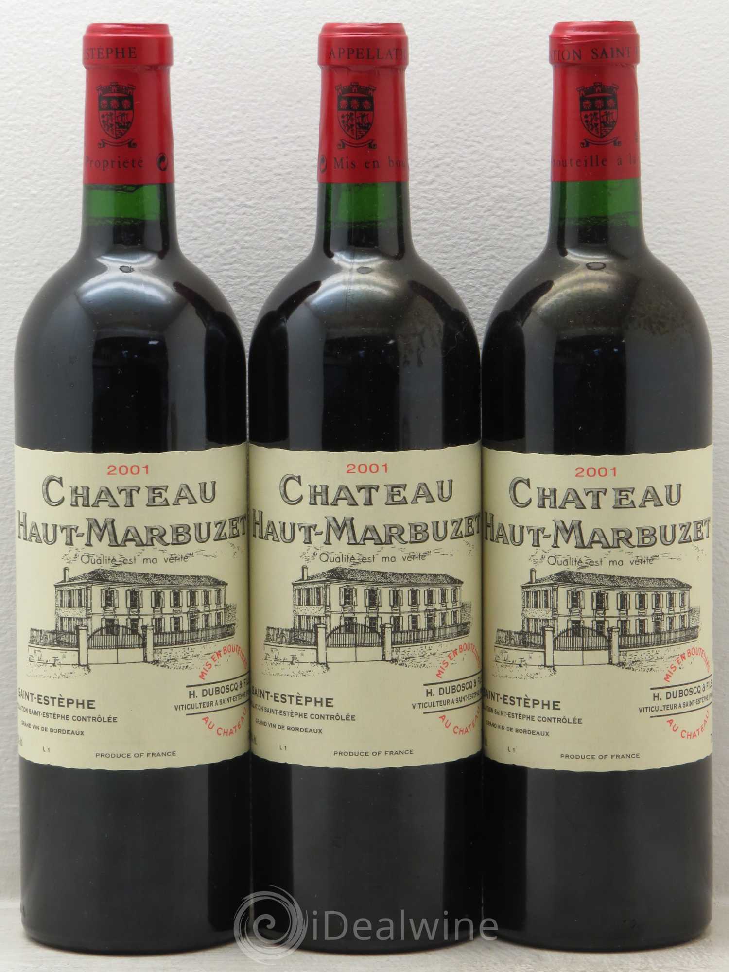 Château Haut Marbuzet 2001 - Lot de 3 bouteilles - 0