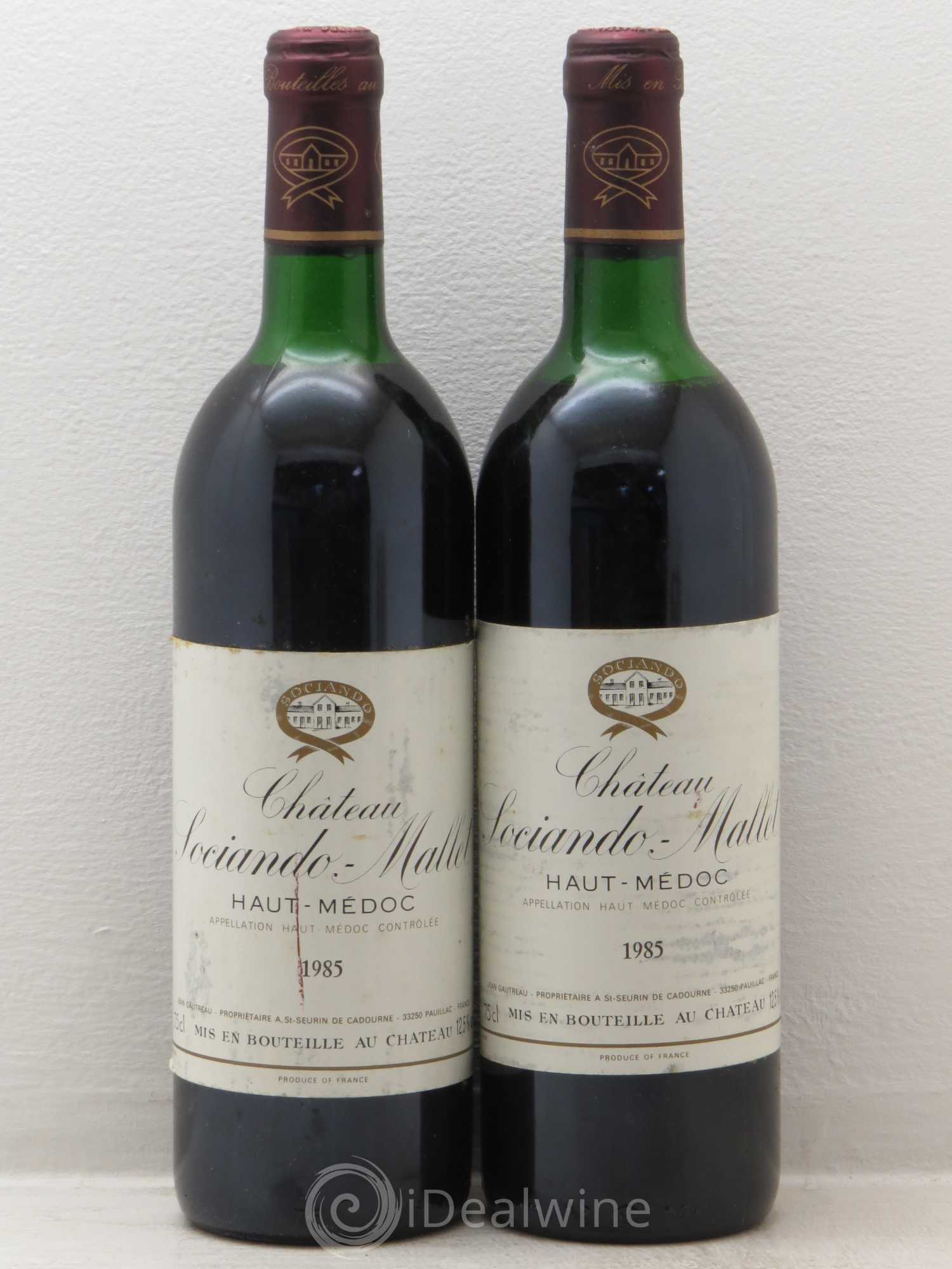 Château Sociando Mallet 1985 - Lot de 2 bouteilles - 0