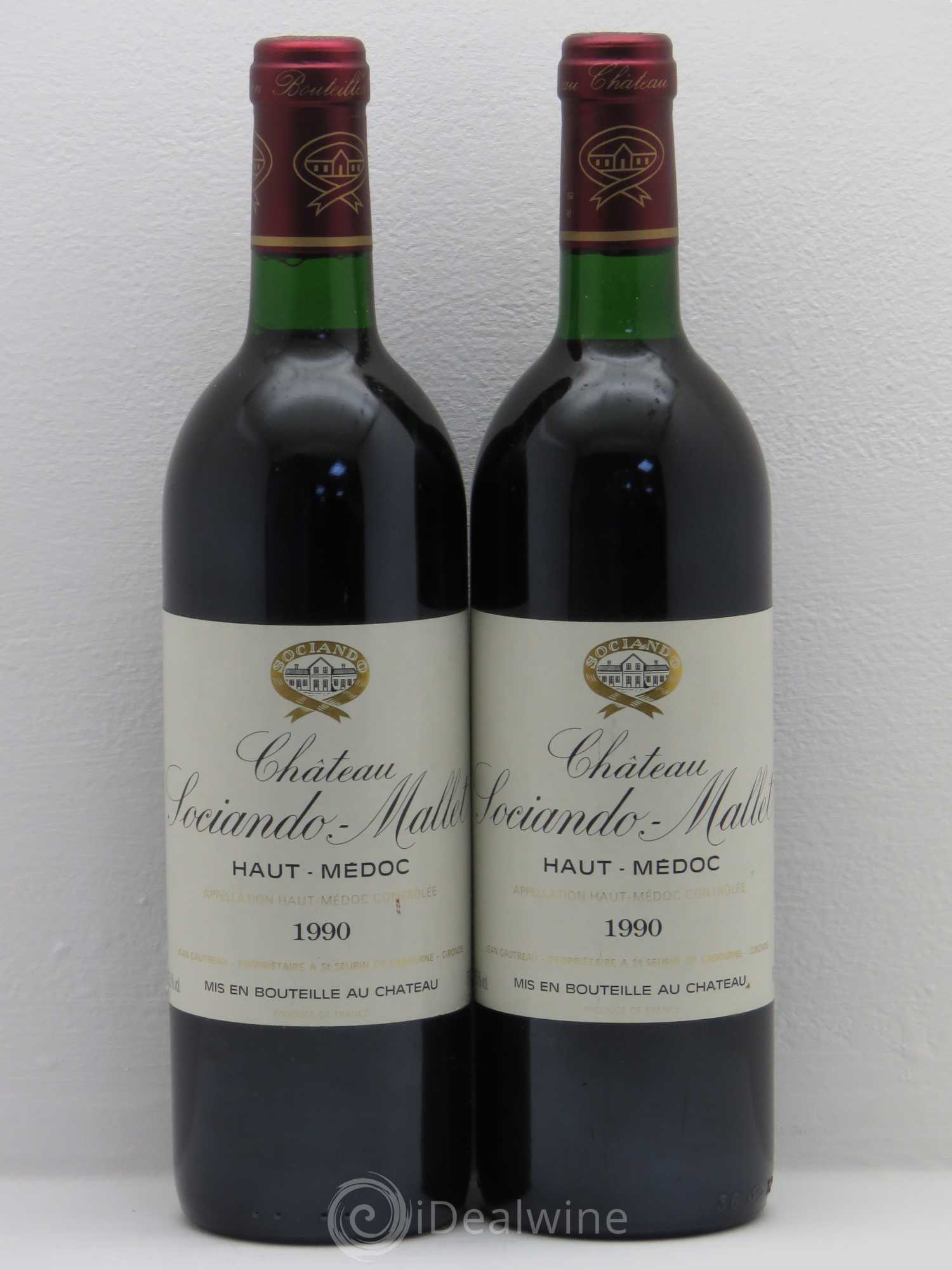 Château Sociando Mallet 1990 - Lot de 2 bouteilles - 0