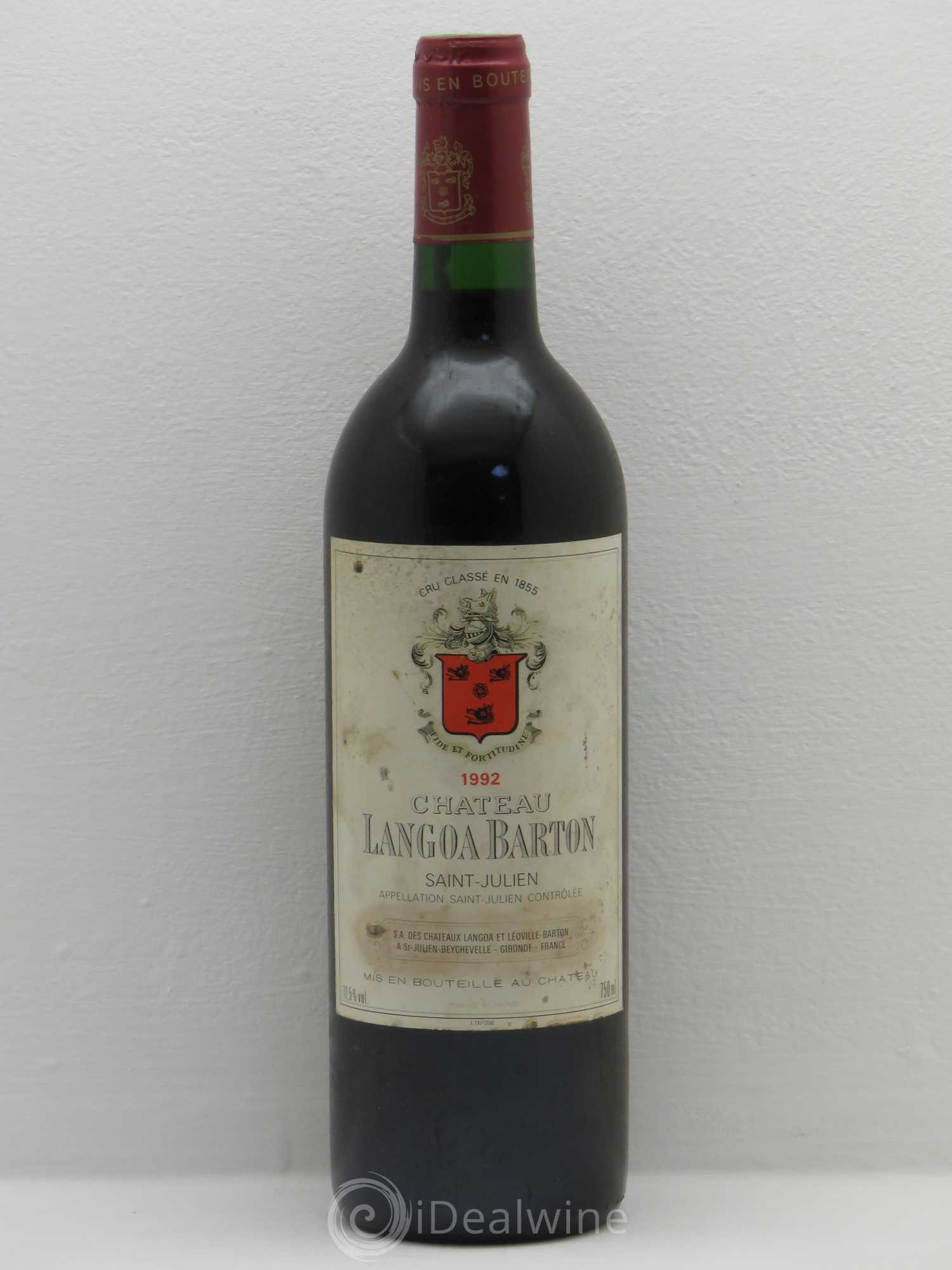 Château Langoa Barton 3ème Grand Cru Classé 1992 - Lot de 1 bouteille - 0