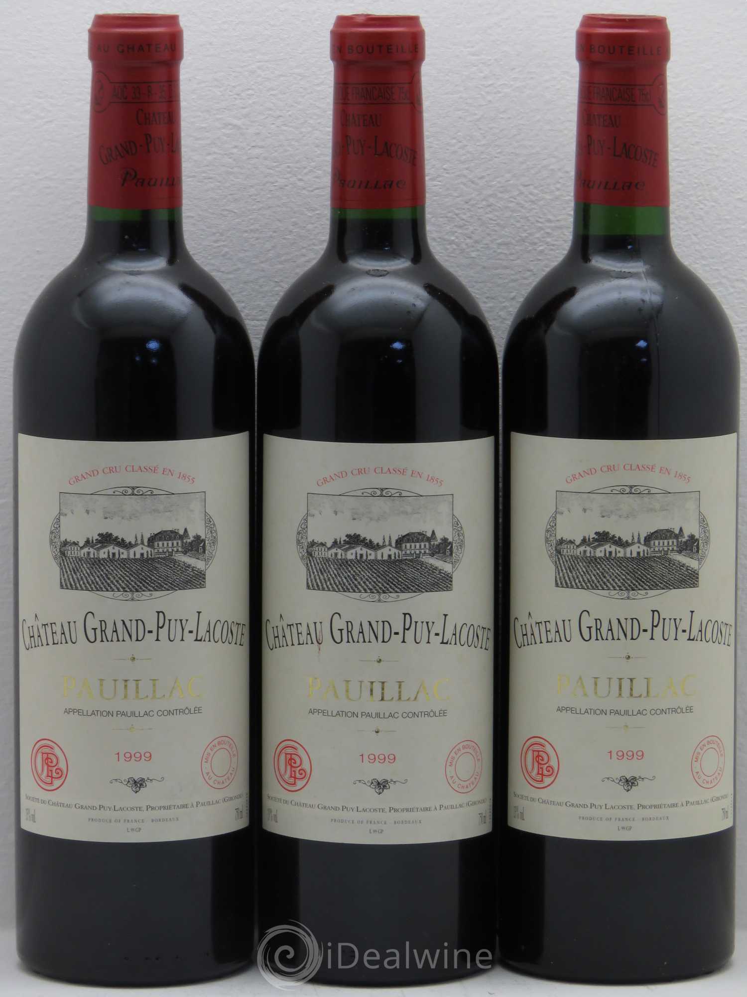 Château Grand Puy Lacoste 5ème Grand Cru Classé 1999 - Lot de 3 bouteilles - 0