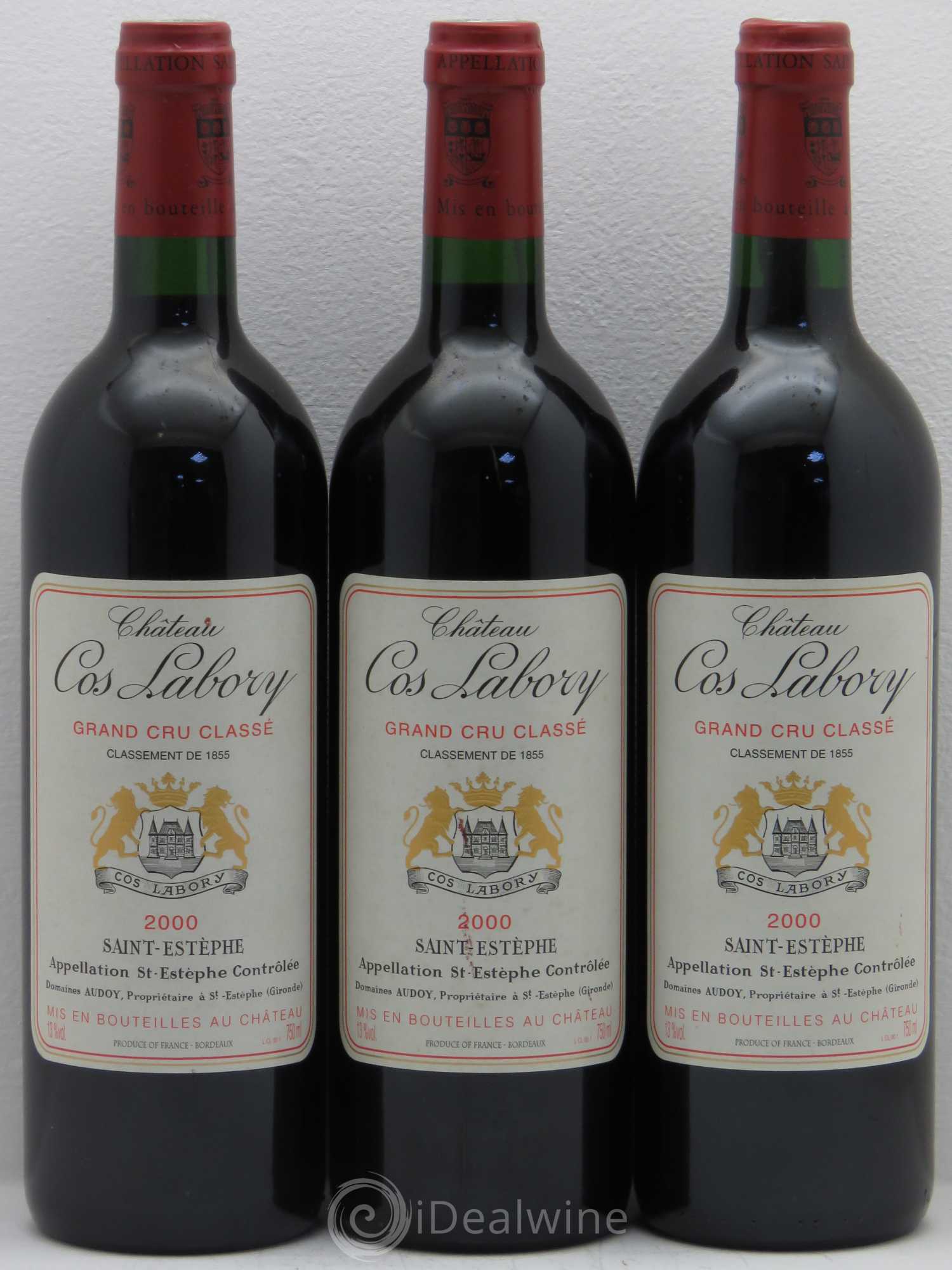 Château Cos Labory 5ème Grand Cru Classé 2000 - Lot de 3 bouteilles - 0