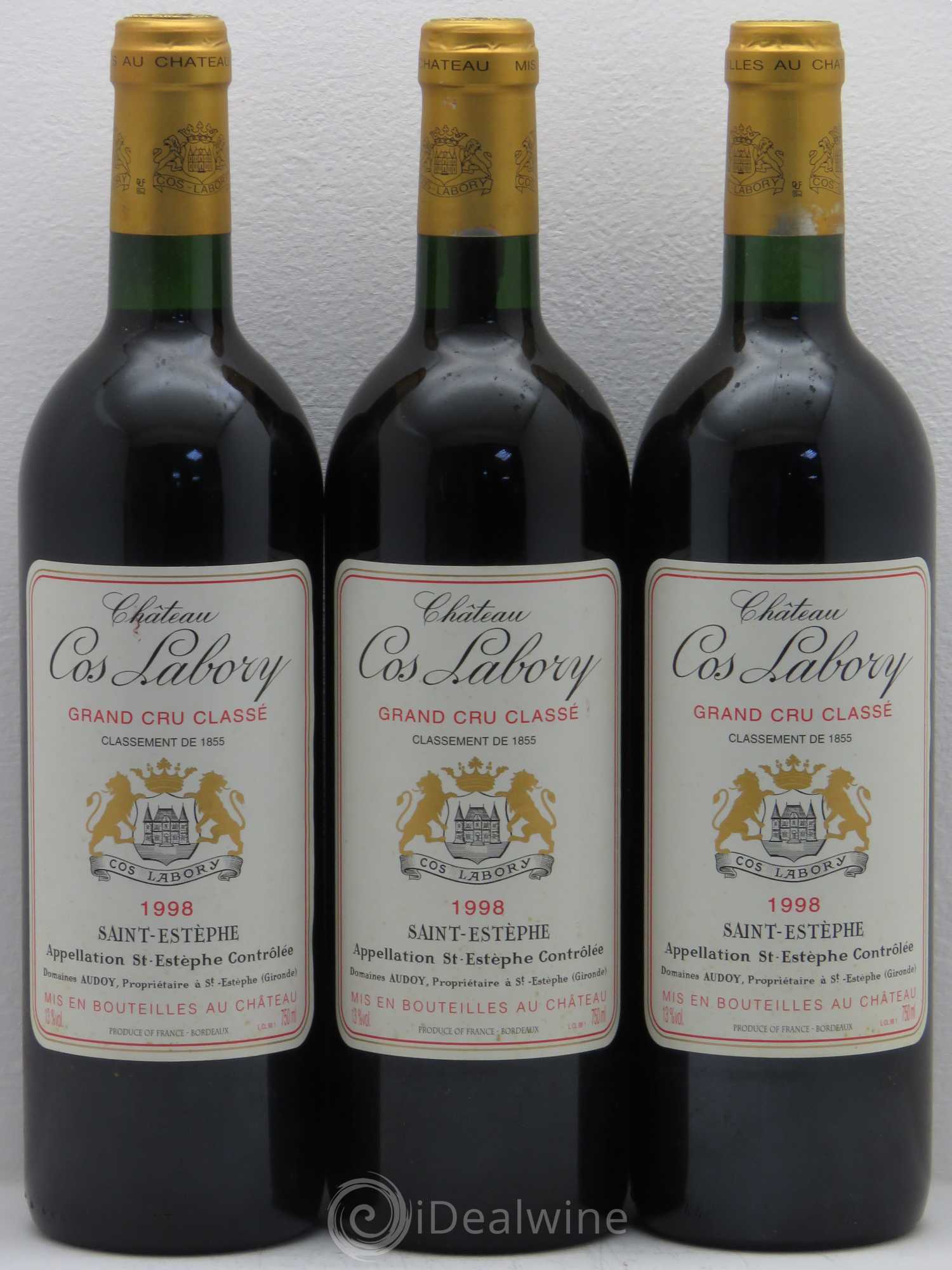Château Cos Labory 5ème Grand Cru Classé 1998 - Lot de 3 bouteilles - 0