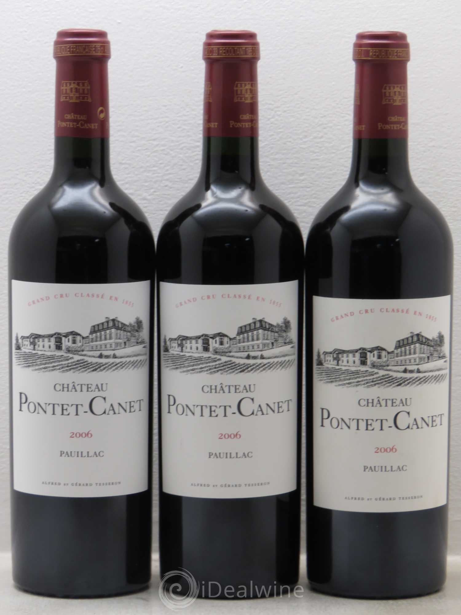 Château Pontet Canet 5ème Grand Cru Classé 2006 - Lot de 3 bouteilles - 0