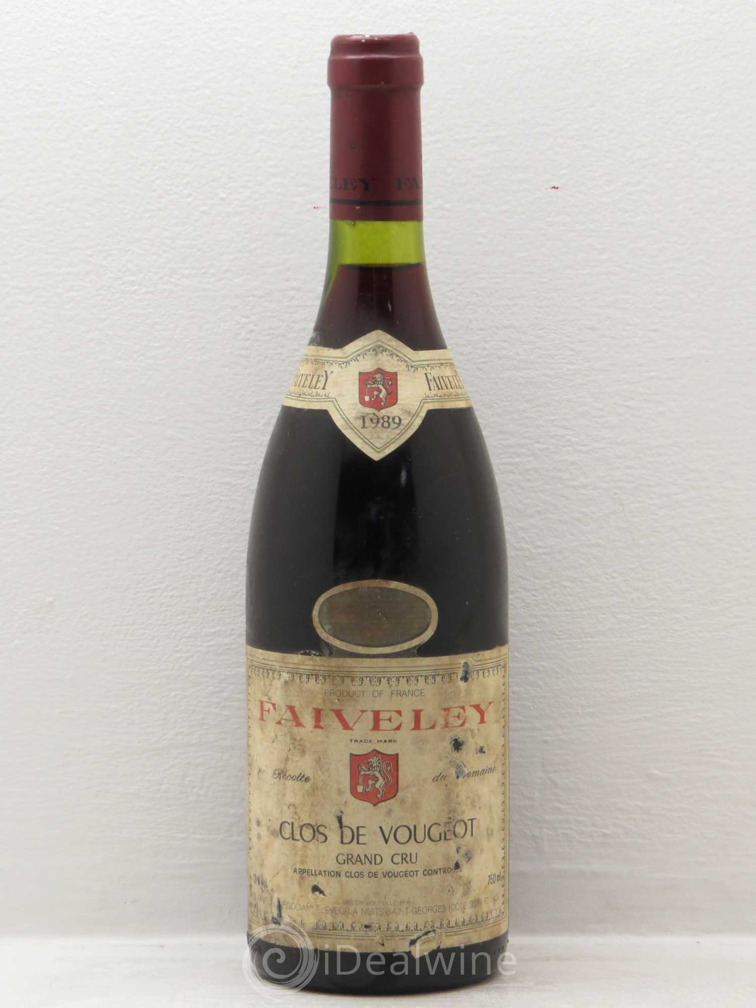 Clos de Vougeot Grand Cru Faiveley 1989 - Lot de 1 bouteille - 0