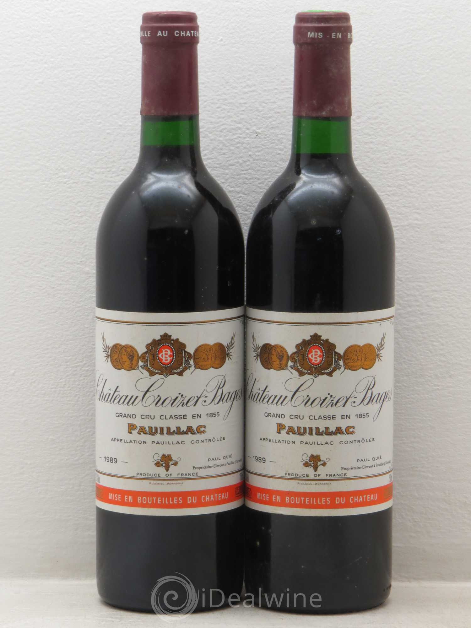 Château Croizet Bages 5ème Grand Cru Classé 1989 - Lot de 2 bouteilles - 0