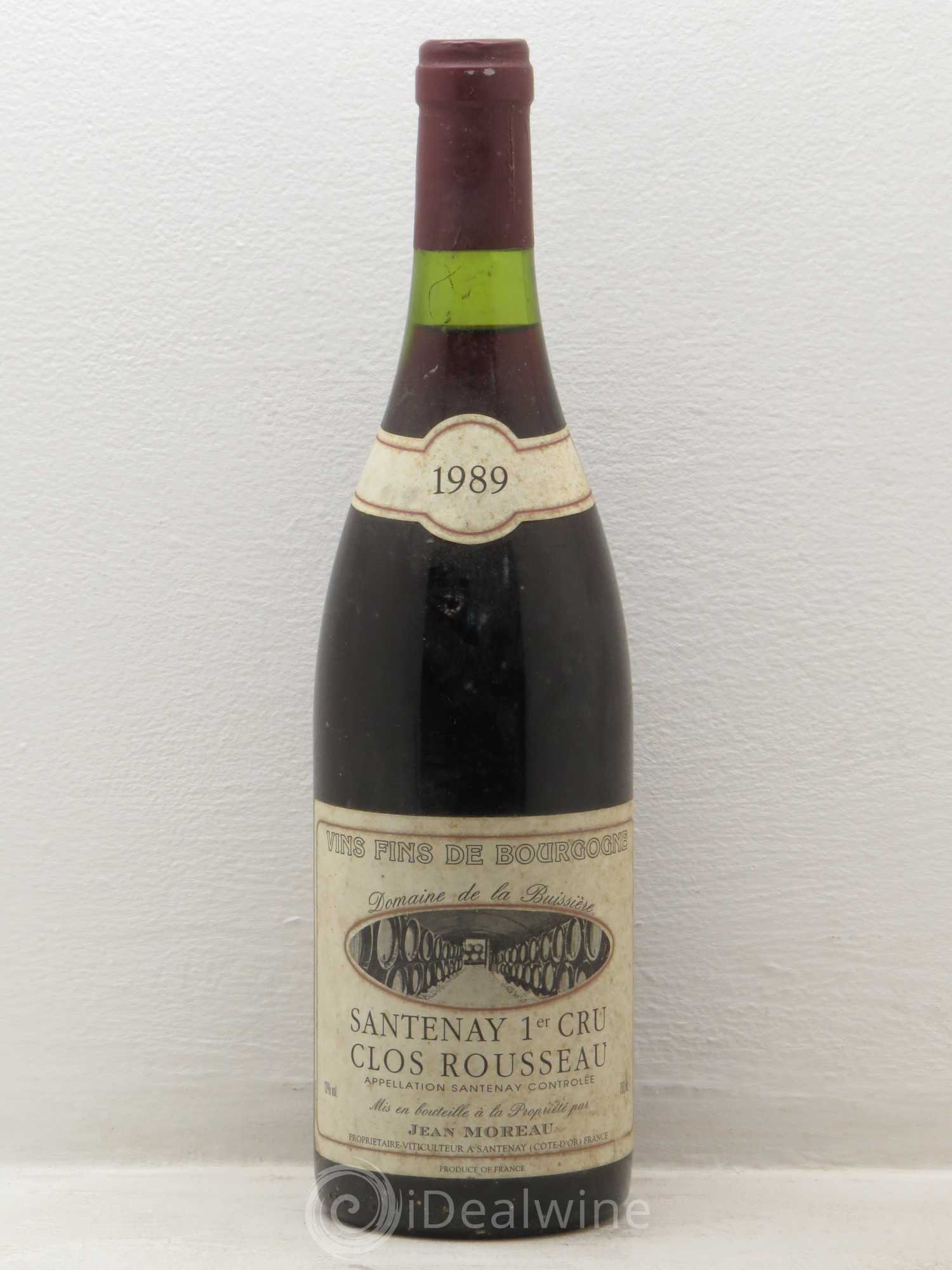 Santenay 1er Cru Domaine Jean Moreau 1989 - Lot de 1 bouteille - 0