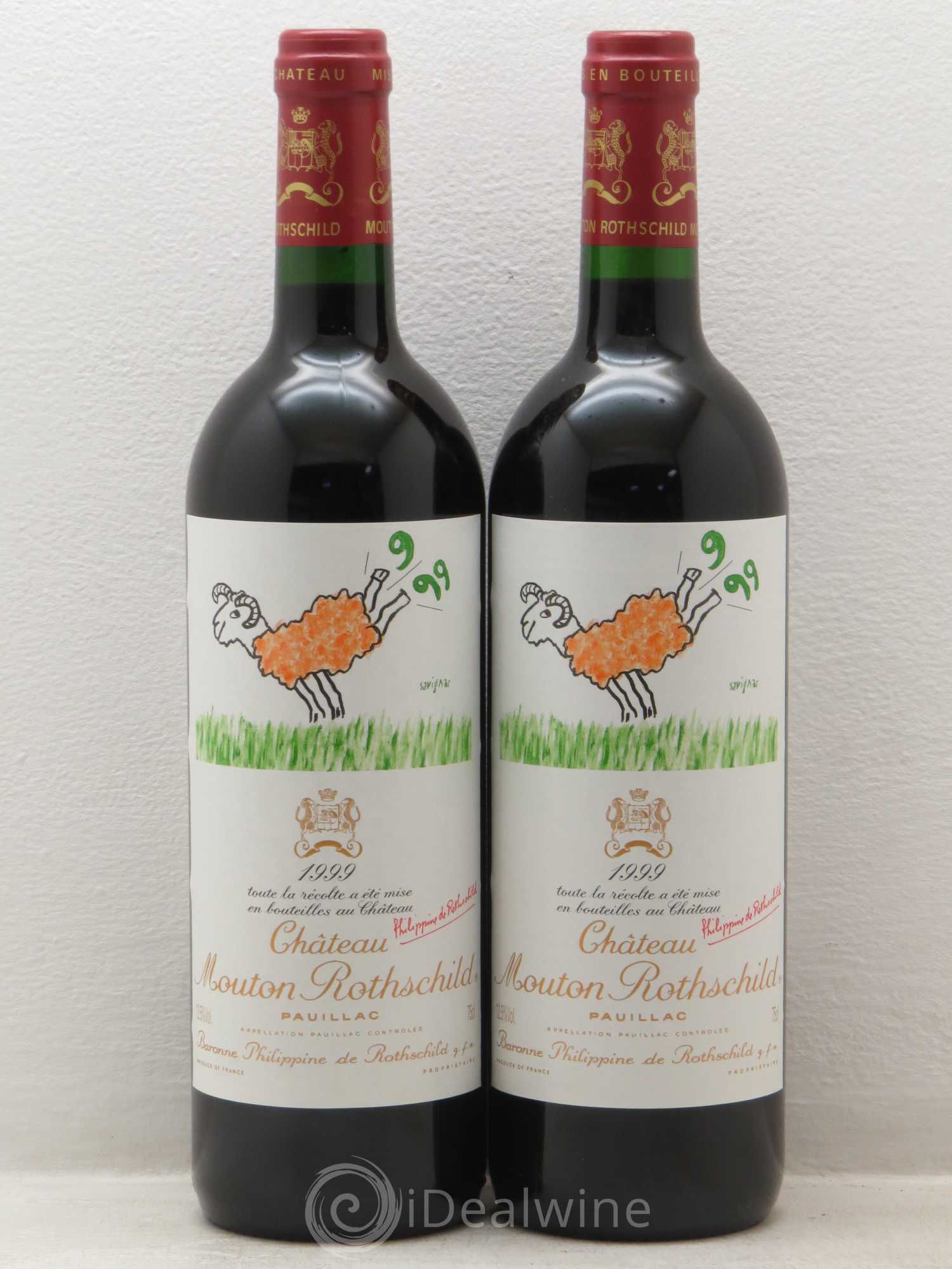 Château Mouton Rothschild 1er Grand Cru Classé 1999 - Lot de 2 bouteilles - 0