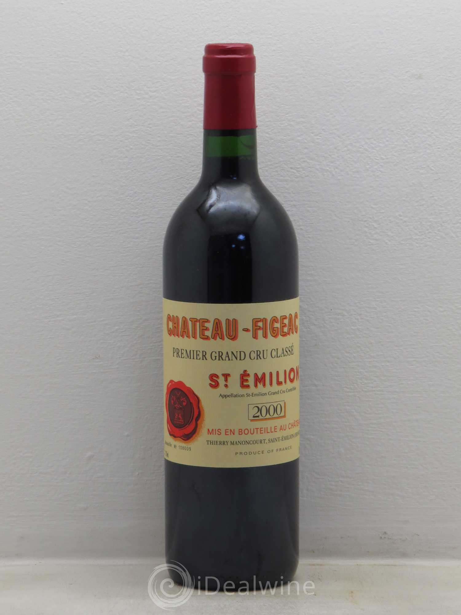 Château Figeac 1er Grand Cru Classé A 2000 - Lot de 1 bouteille - 0