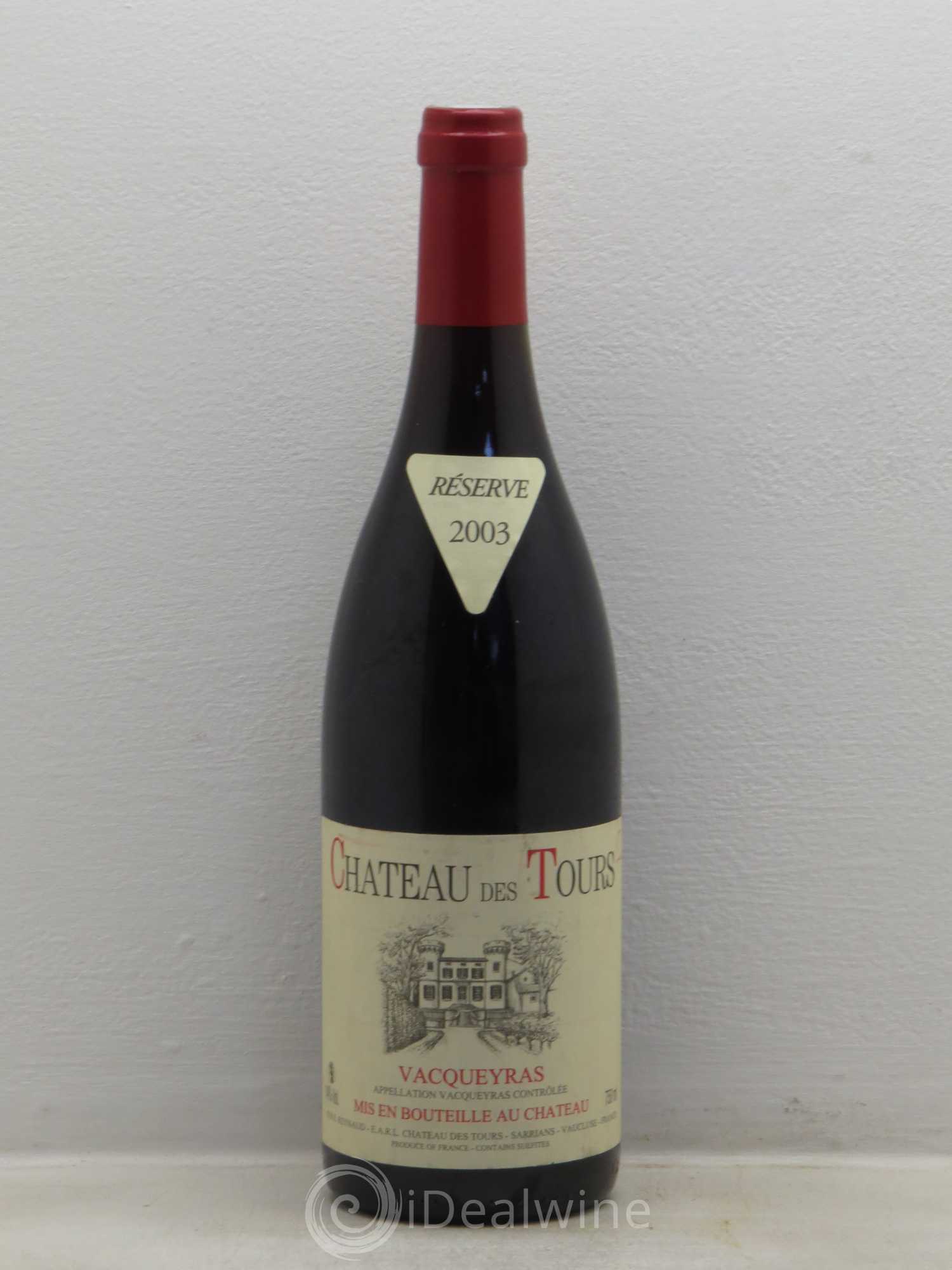 Vacqueyras Château des Tours Emmanuel Reynaud 2003 - Lot de 1 bouteille - 0