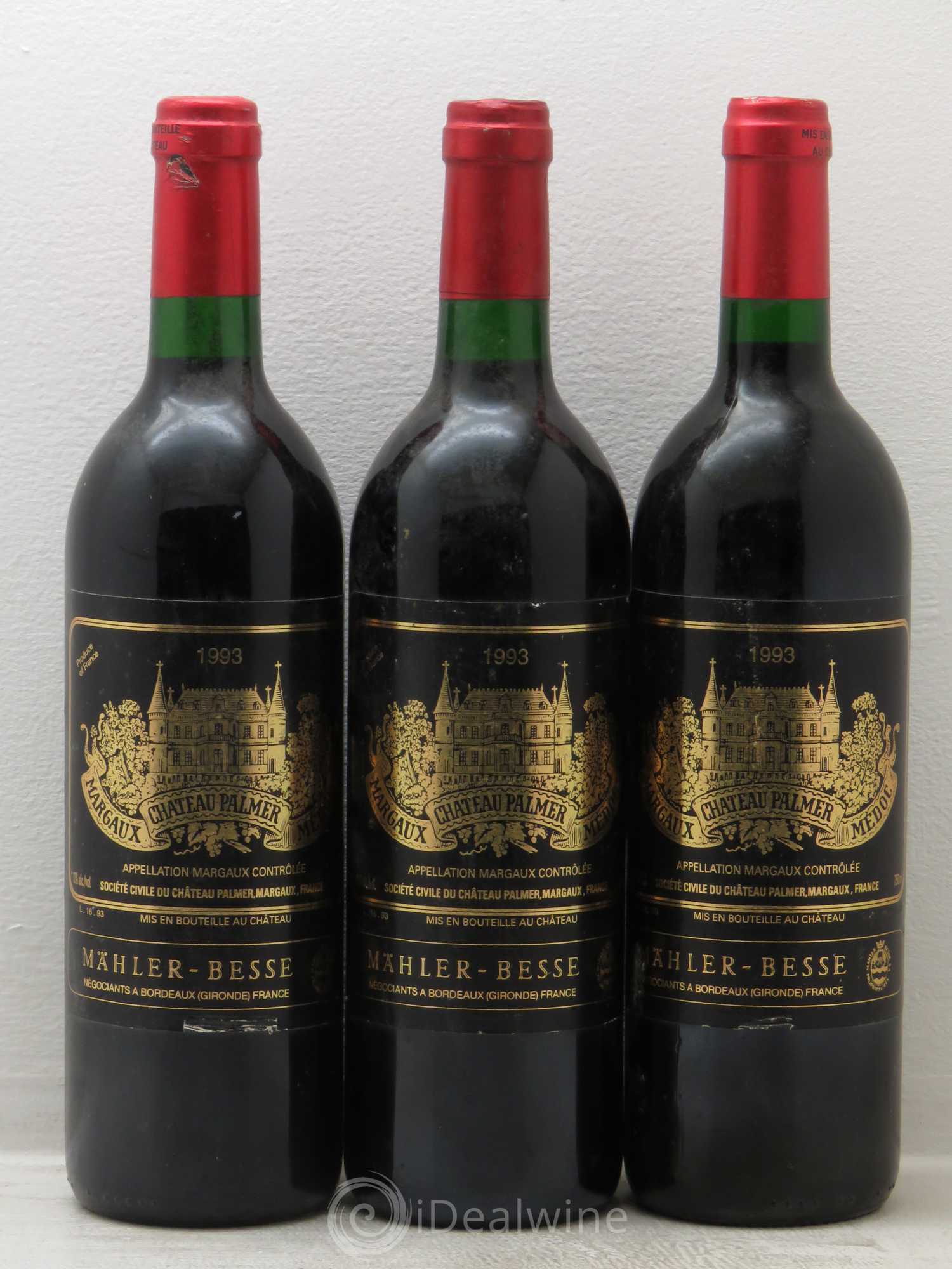 Château Palmer 3ème Grand Cru Classé 1993 - Lot de 3 bouteilles - 0