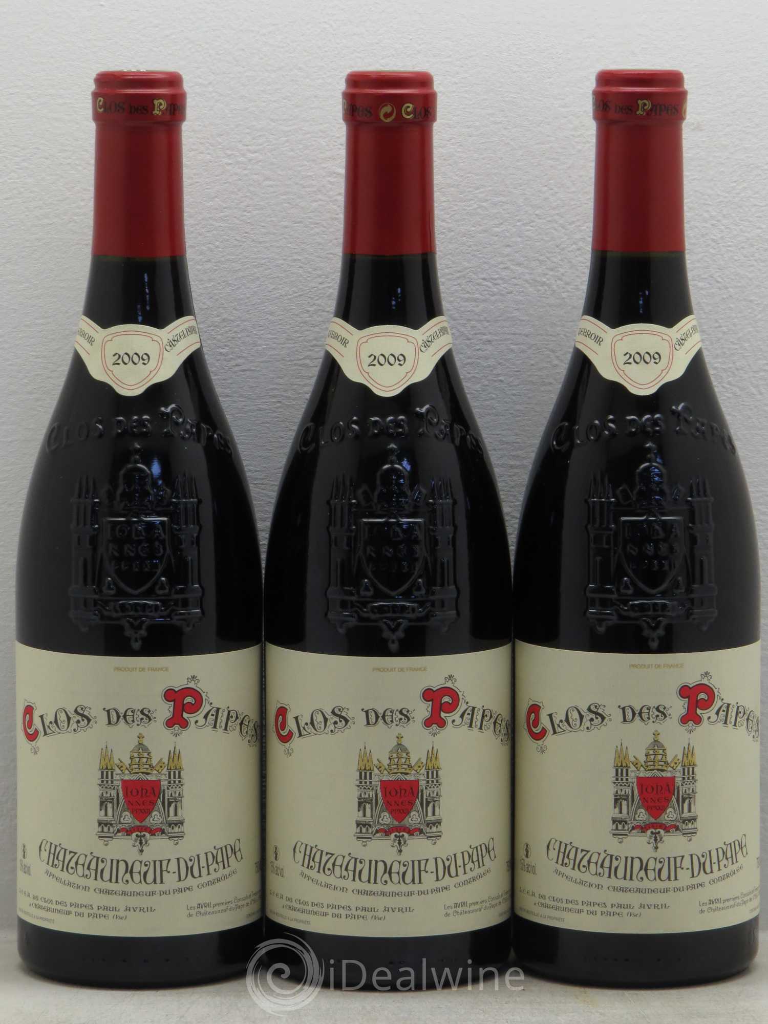 Châteauneuf-du-Pape Clos des Papes - Paul Avril 2009 - Lot de 3 bouteilles - 0