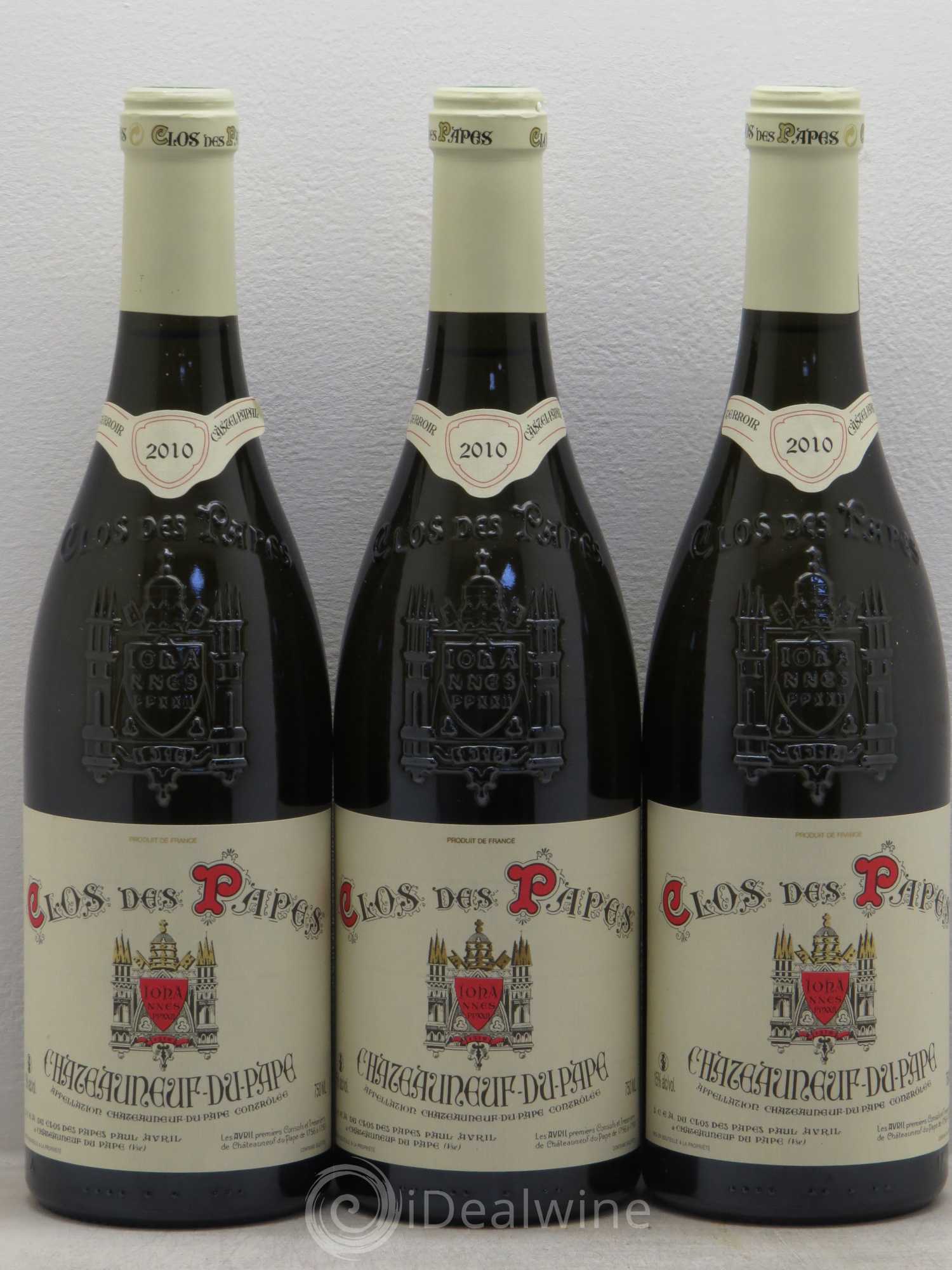 Châteauneuf-du-Pape Clos des Papes - Paul Avril 2010 - Lot de 3 bouteilles - 0