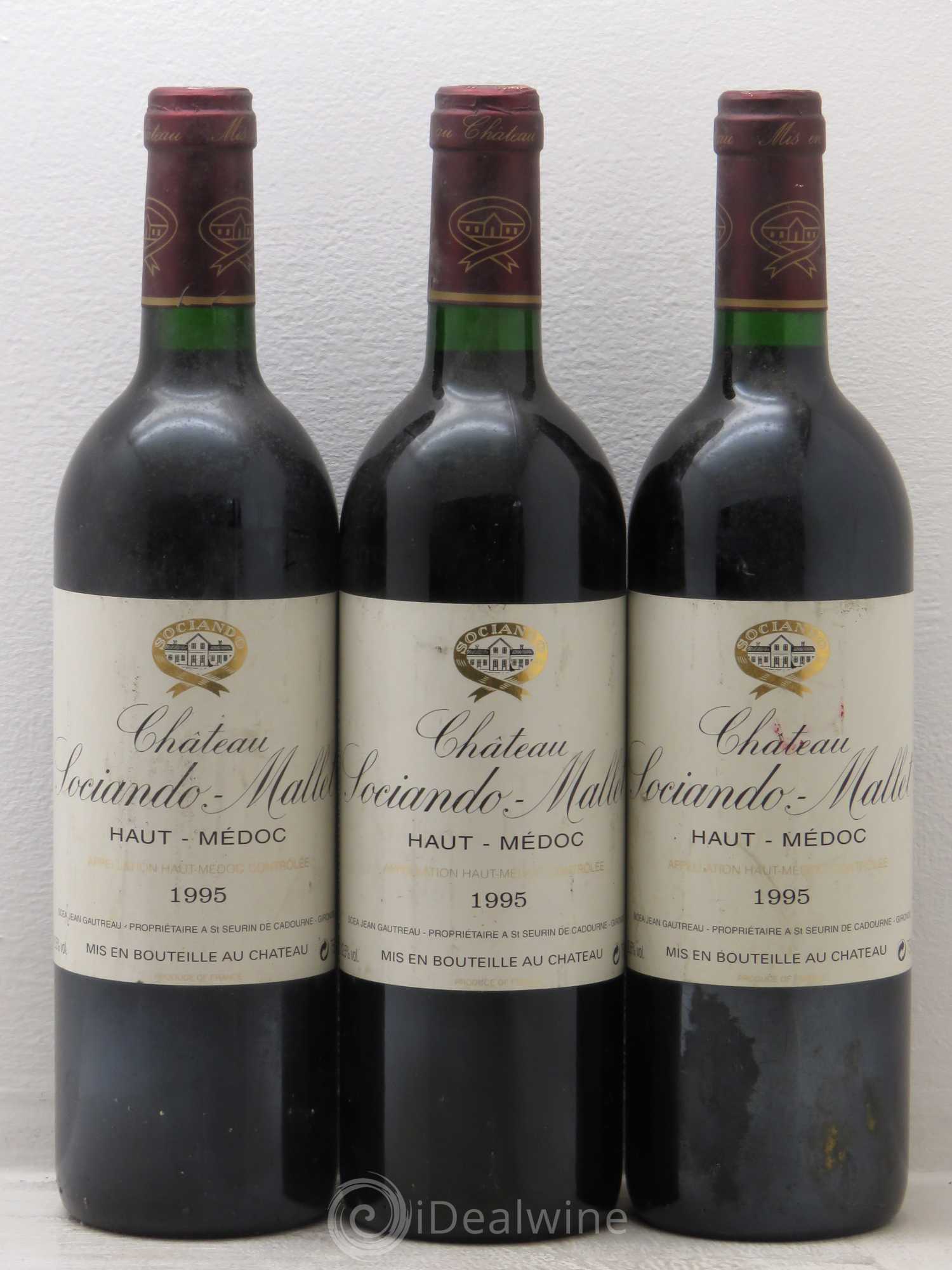 Château Sociando Mallet 1995 - Lot de 3 bouteilles - 0