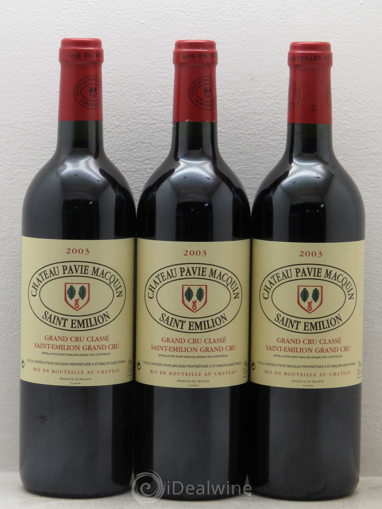 Château Pavie Macquin 1er Grand Cru Classé B 2003 - Lot de 3 bouteilles - 0