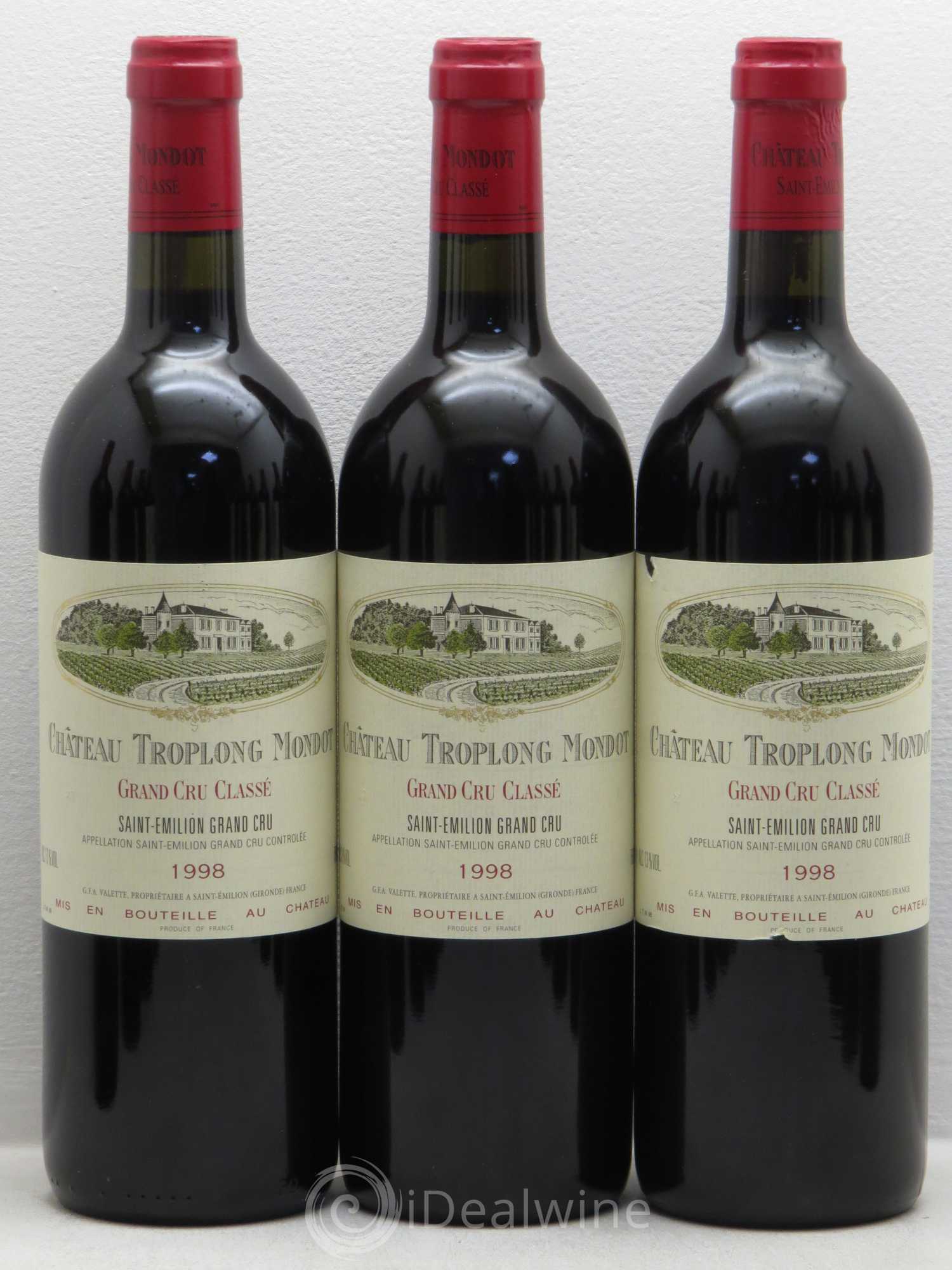 Château Troplong Mondot 1er Grand Cru Classé B 1998 - Lot de 12 bouteilles - 1