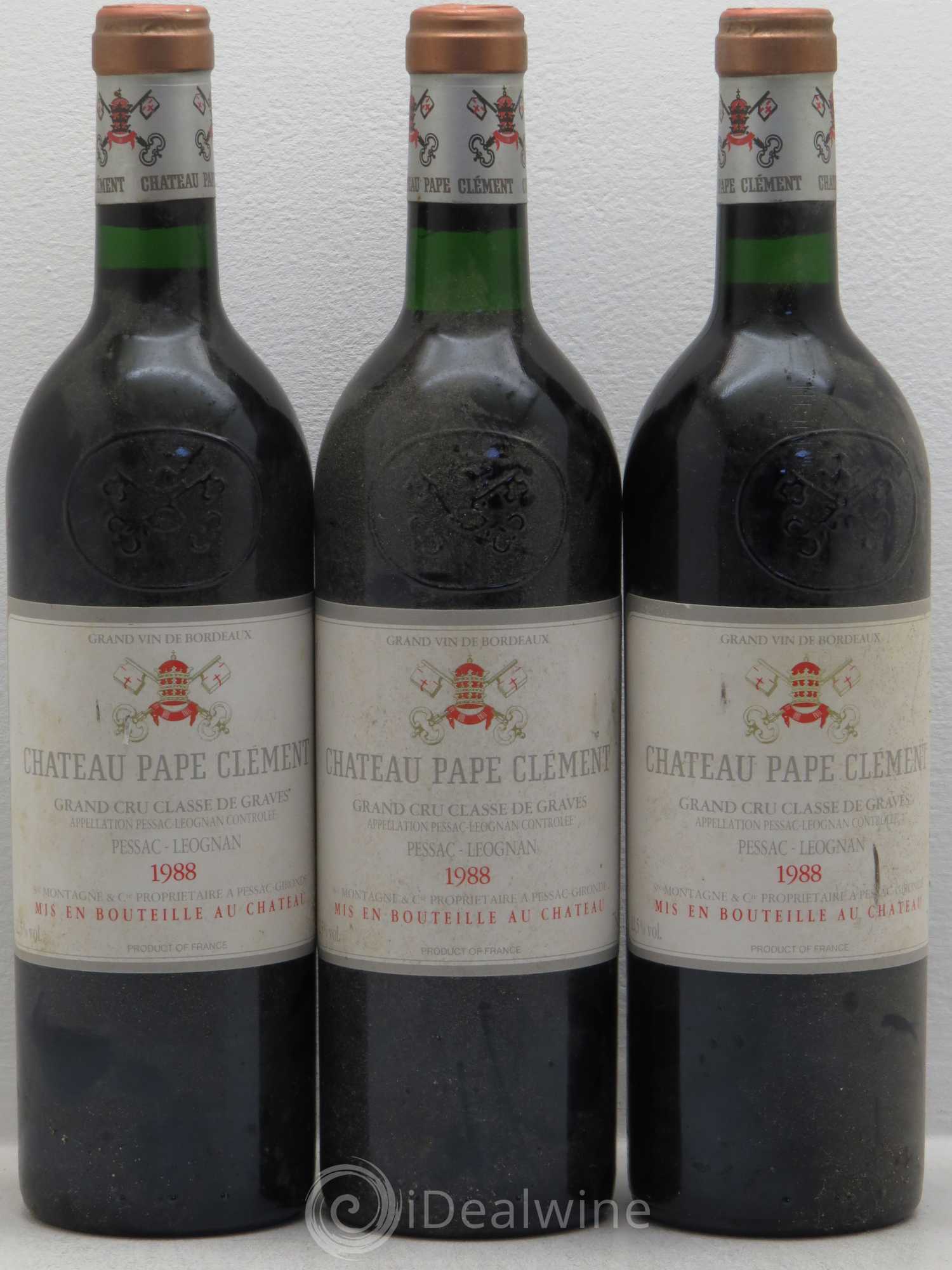 Château Pape Clément Cru Classé de Graves 1988 - Lot de 3 bouteilles - 0