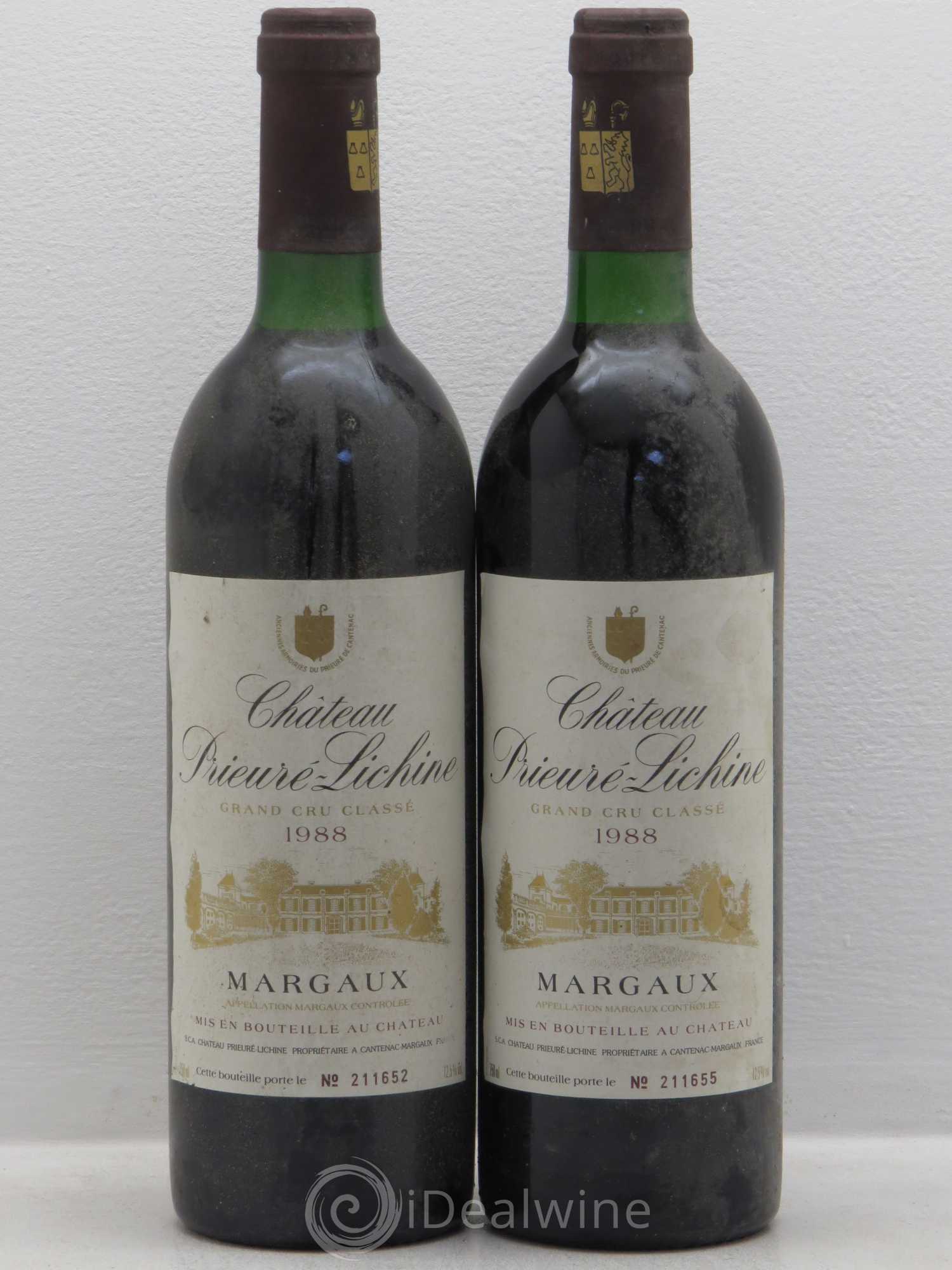 Château Prieuré Lichine 4ème Grand Cru Classé 1988 - Lot de 2 bouteilles - 0