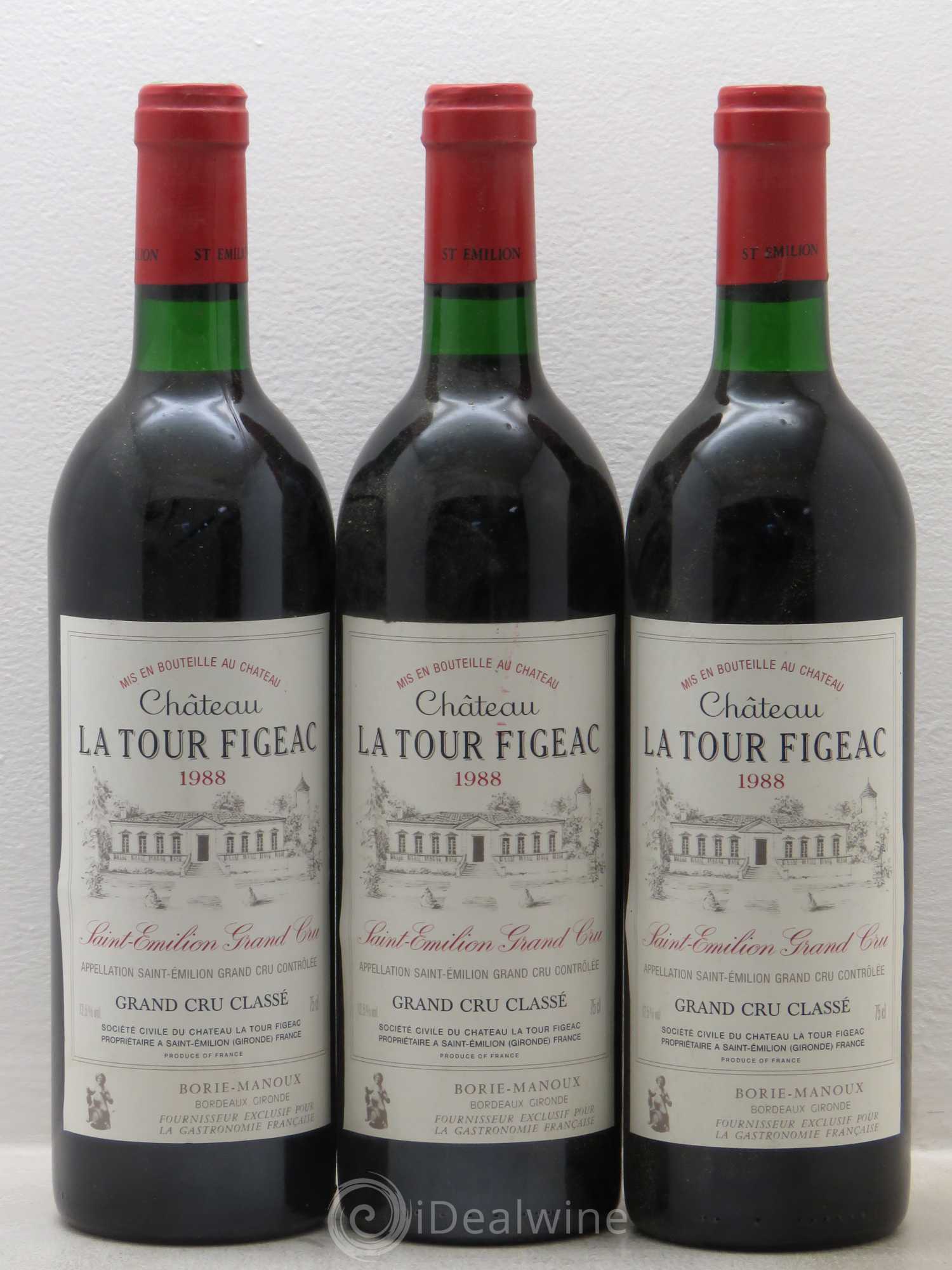 Château la Tour Figeac Grand Cru Classé 1988 - Lot de 3 bouteilles - 0