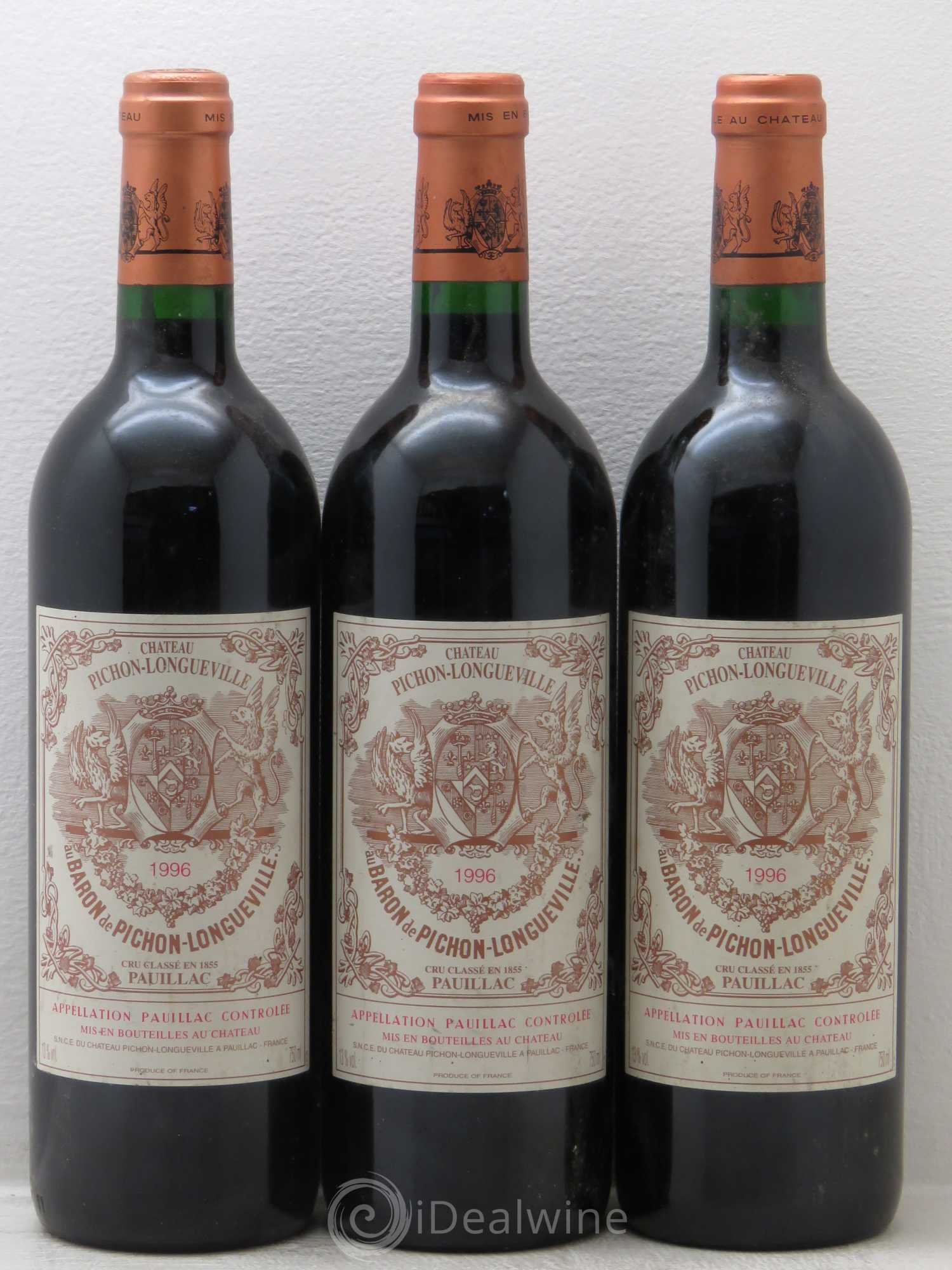 Pichon Longueville Baron 2ème Grand Cru Classé 1996 - Lot de 3 bouteilles - 0