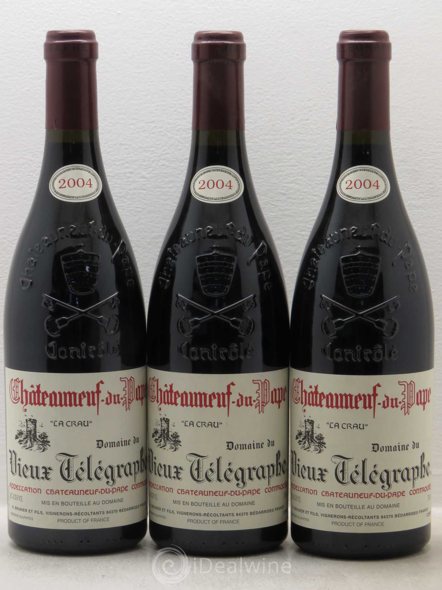 Châteauneuf-du-Pape Vieux Télégraphe (Domaine du) Vignobles Brunier 2004 - Lot de 3 bouteilles - 0