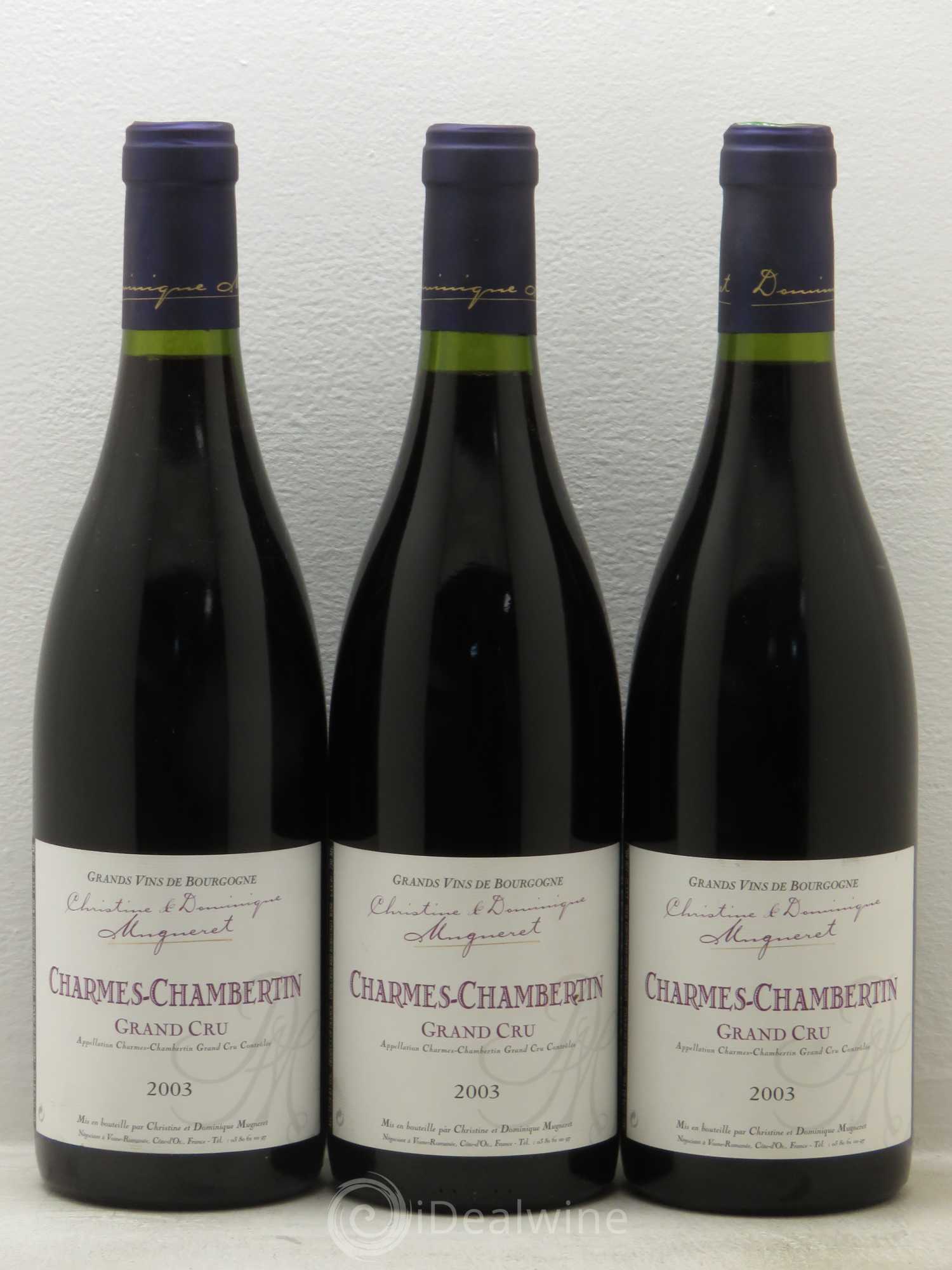 Charmes-Chambertin Grand Cru Domaine Mugneret 2003 - Lot de 3 bouteilles - 0