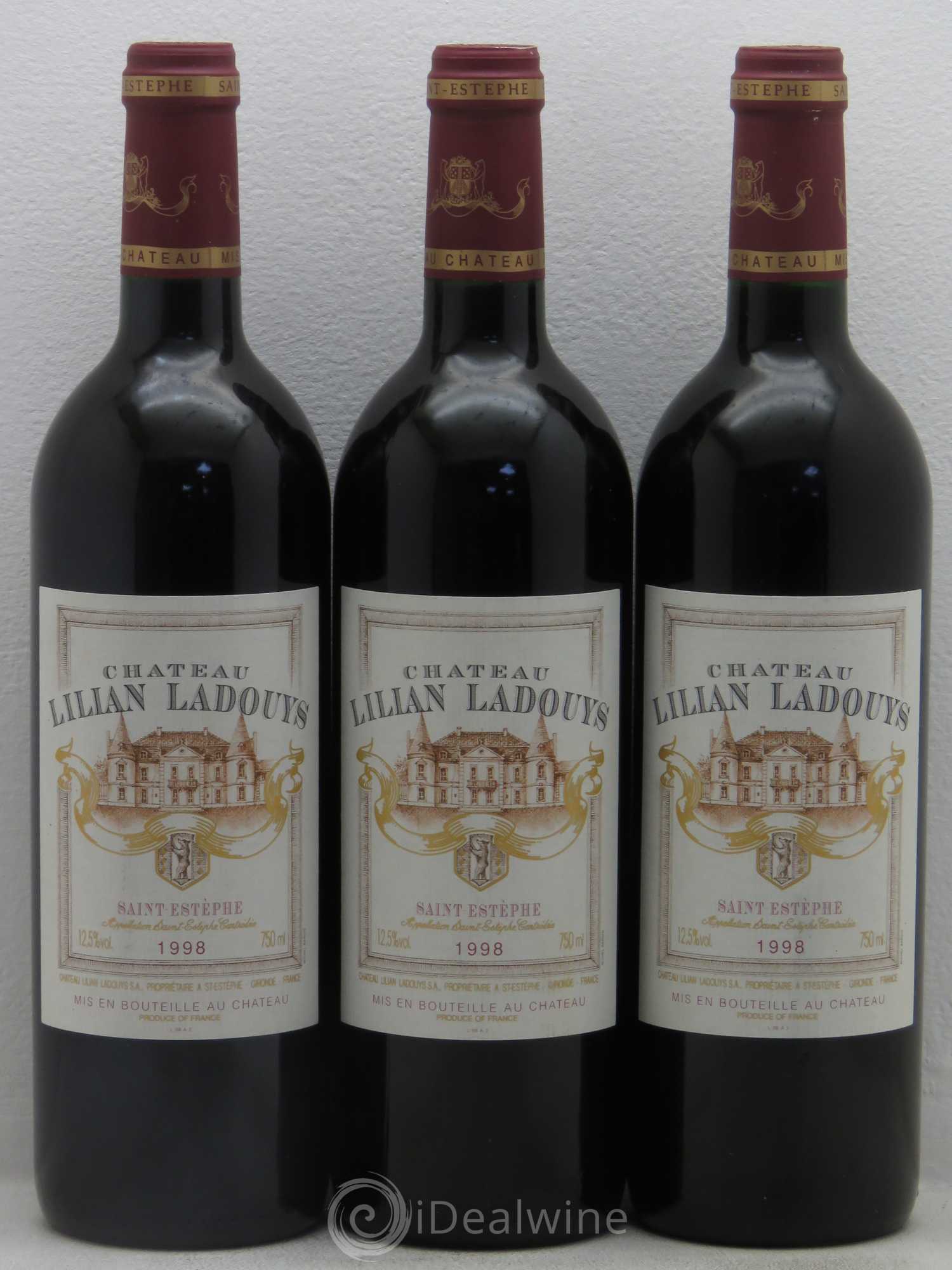 Château Lilian Ladouys Cru Bourgeois 1998 - Lot de 3 bouteilles - 0