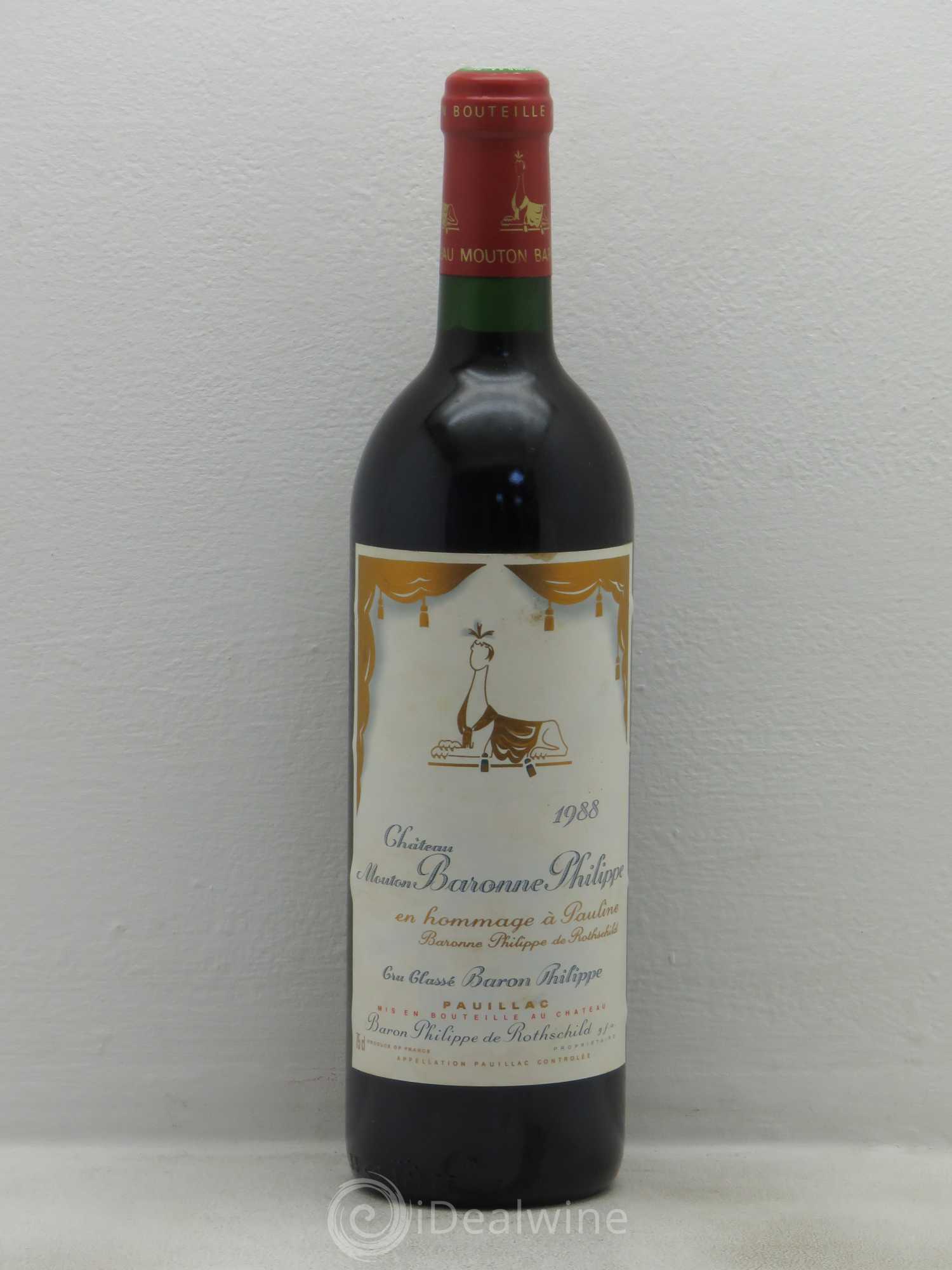 Château d' Armailhac - Mouton Baron(ne) Philippe 5ème Grand Cru Classé 1988 - Lot de 1 bouteille - 0