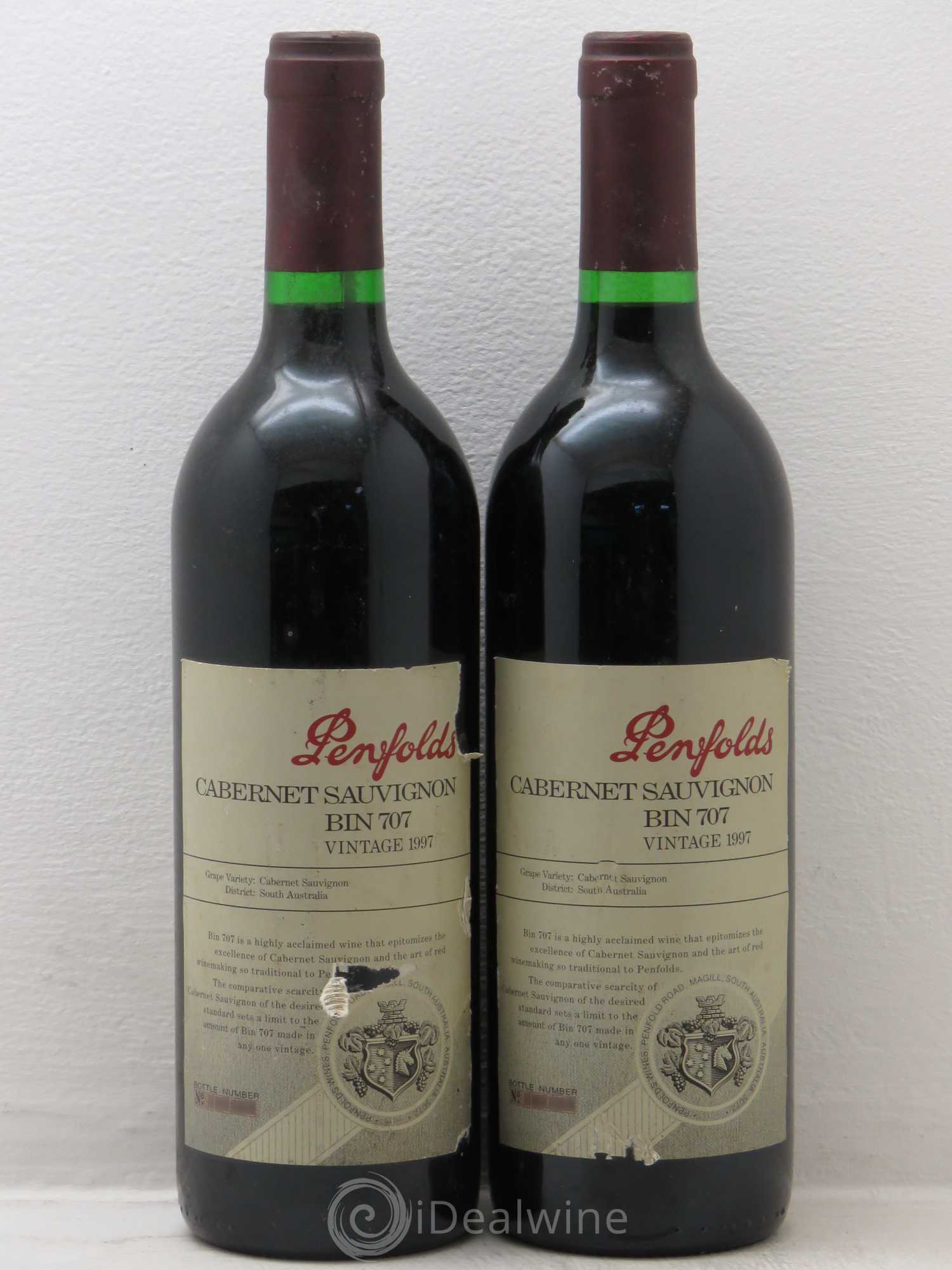 South Australia Penfolds Wines Bin 707 Cabernet Sauvignon 1997 - Lot de 2 bouteilles - 0