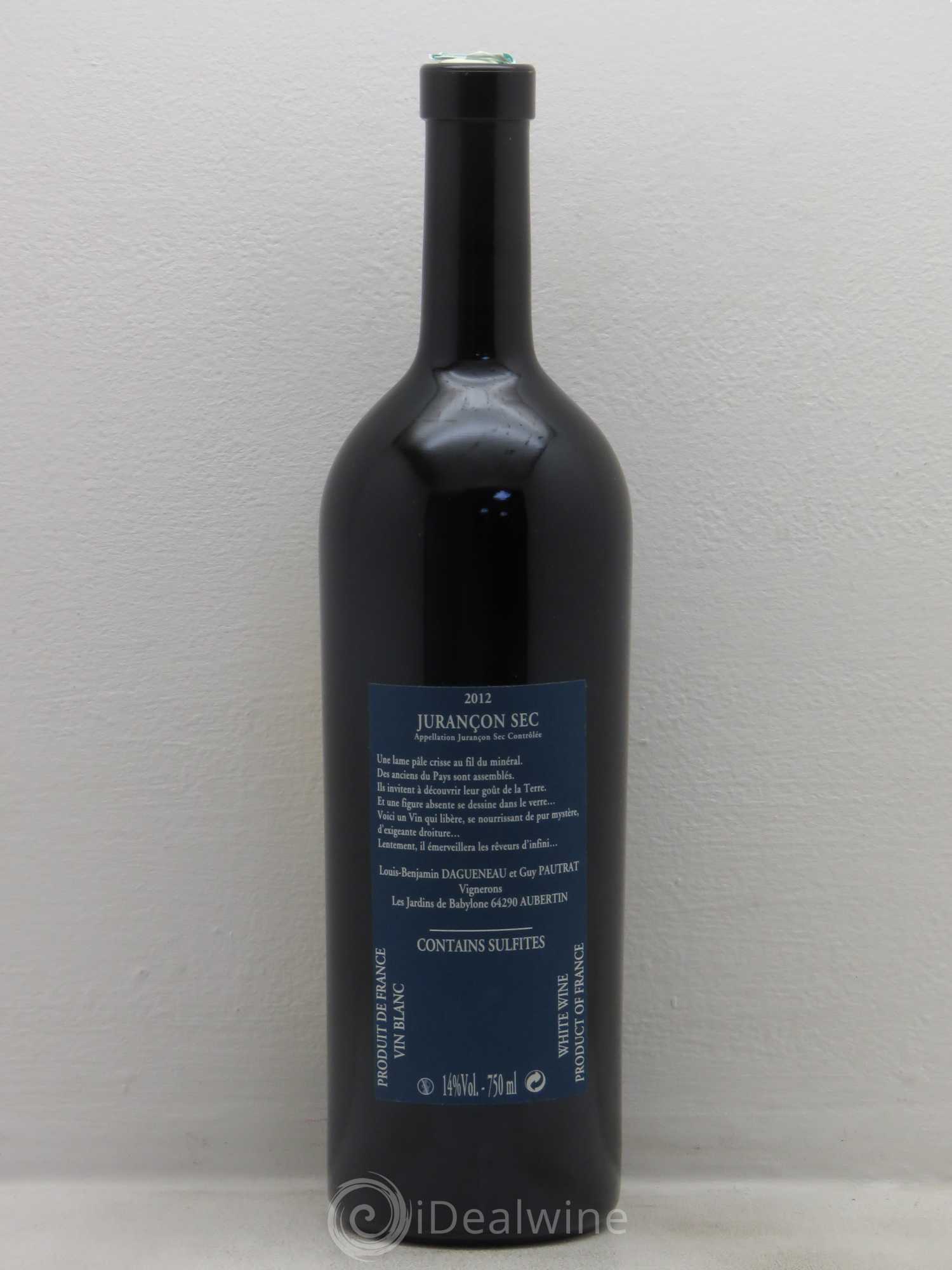 Vin de France(anciennement Jurançon) Les Jardins de Babylone Sec Didier Dagueneau 2012 - Lot de 1 bouteille - 1
