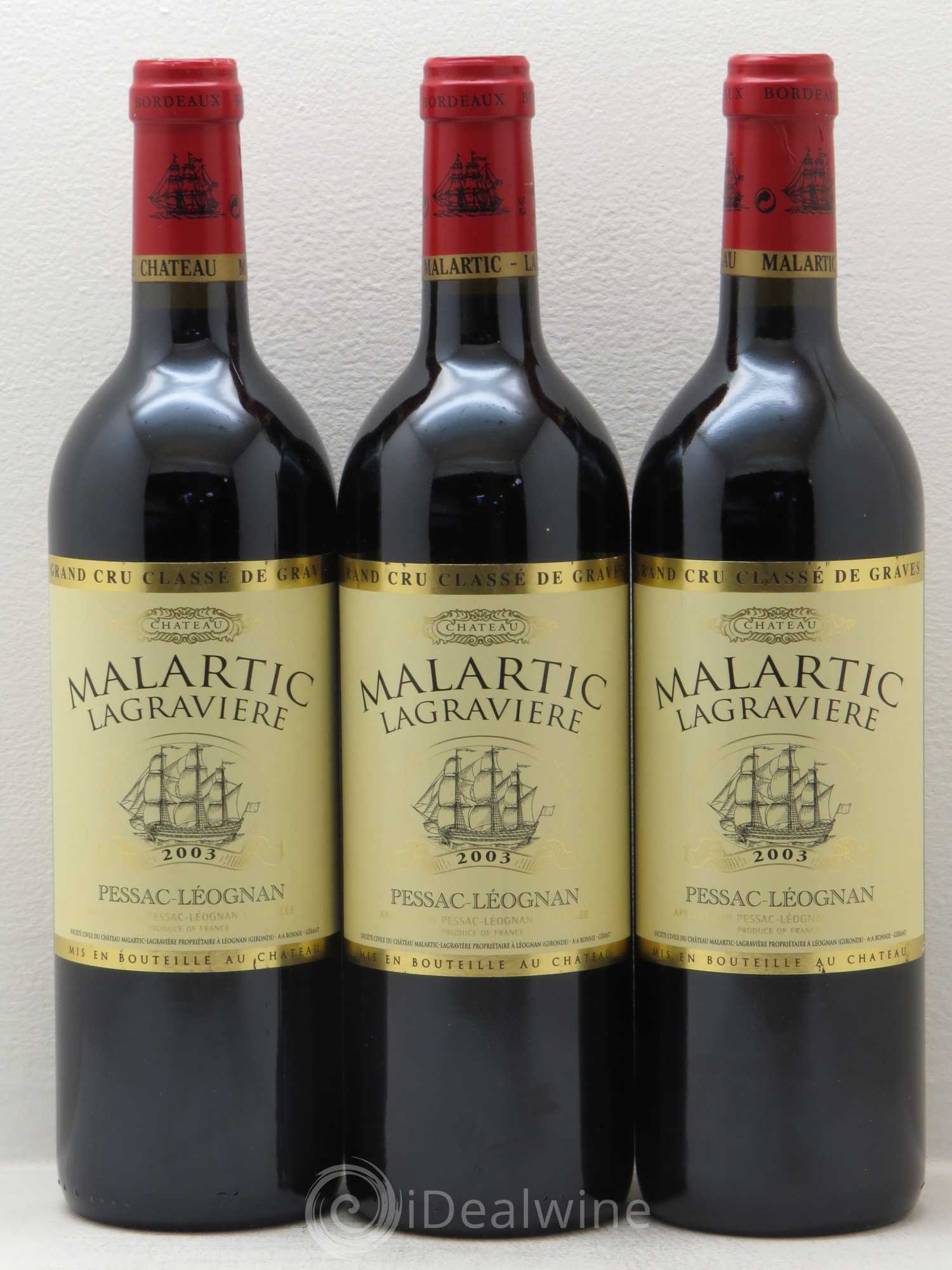 Château Malartic-Lagravière Cru Classé de Graves 2003 - Lot de 3 bouteilles - 0