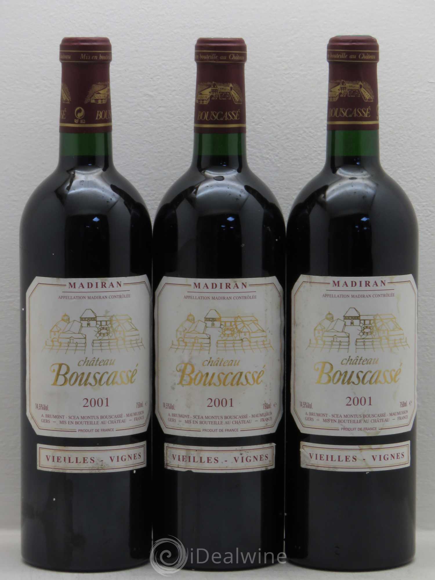 Madiran Vieilles Vignes Château Bouscassé - Alain Brumont 2001 - Lot de 3 bouteilles - 0