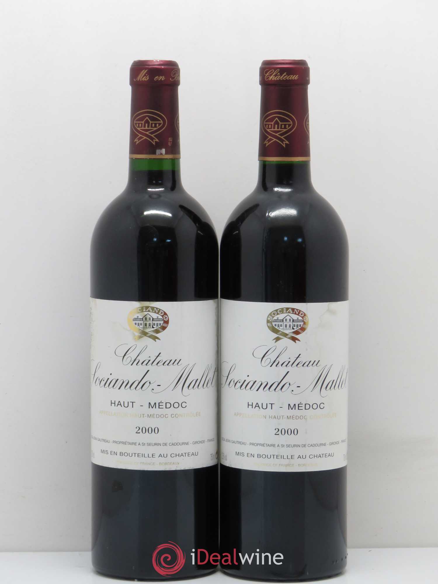 Château Sociando Mallet 2000 - Lot de 2 bouteilles - 0