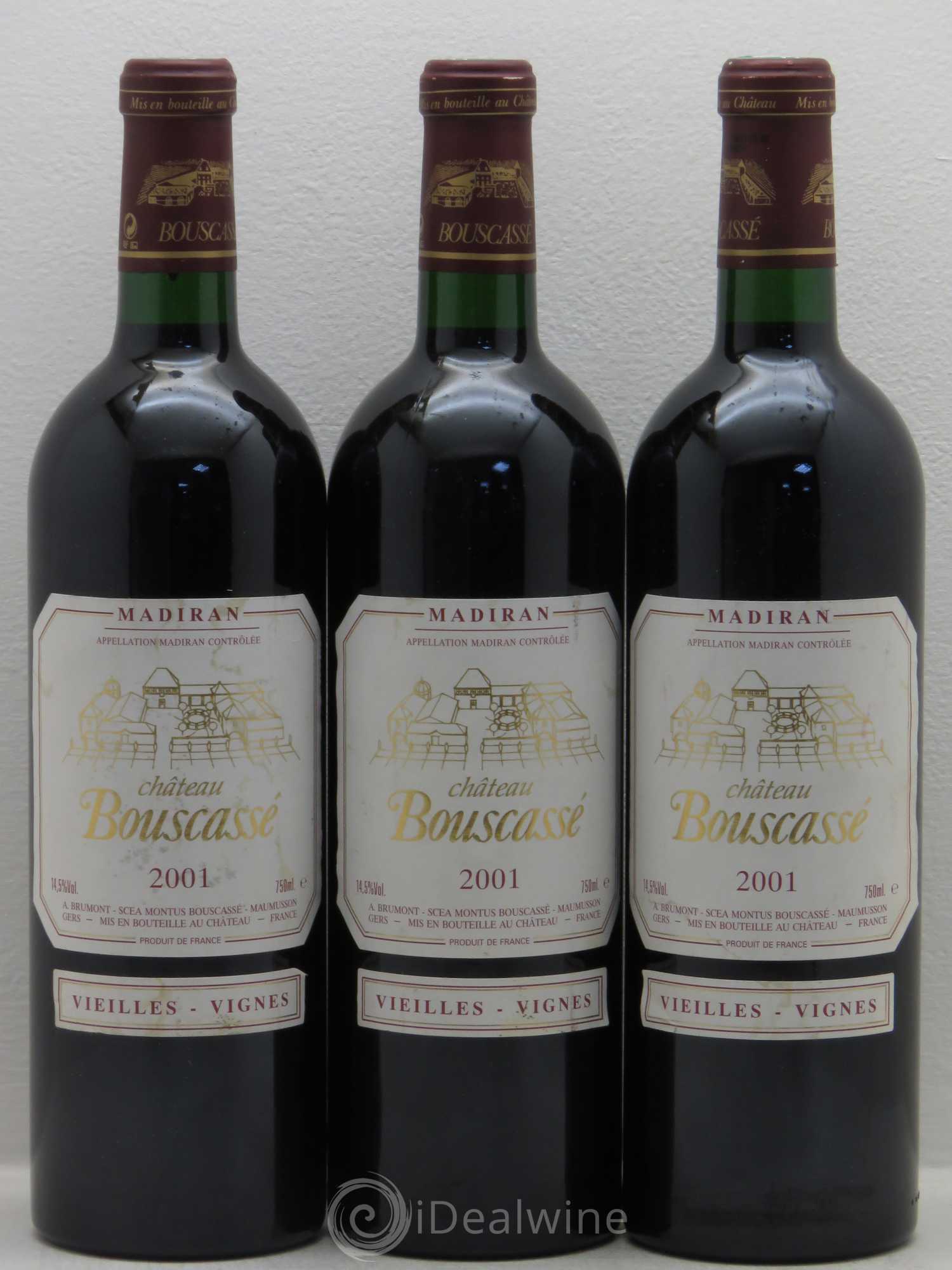 Madiran Vieilles Vignes Château Bouscassé - Alain Brumont 2001 - Lot de 3 bouteilles - 0
