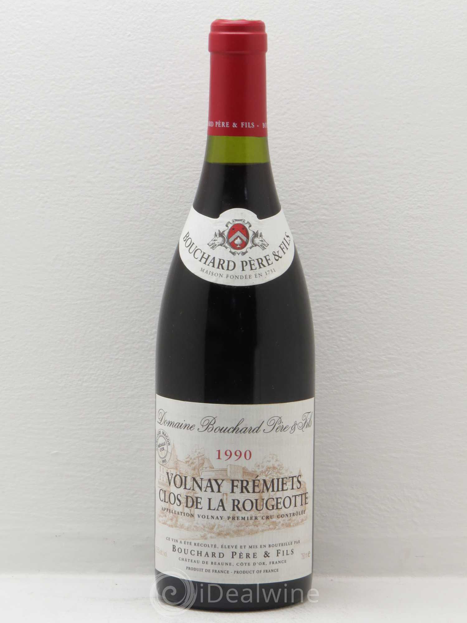 Volnay 1er Cru Frémiets - Clos de la Rougeotte Bouchard Père & Fils 1990 - Lot de 1 bouteille - 0